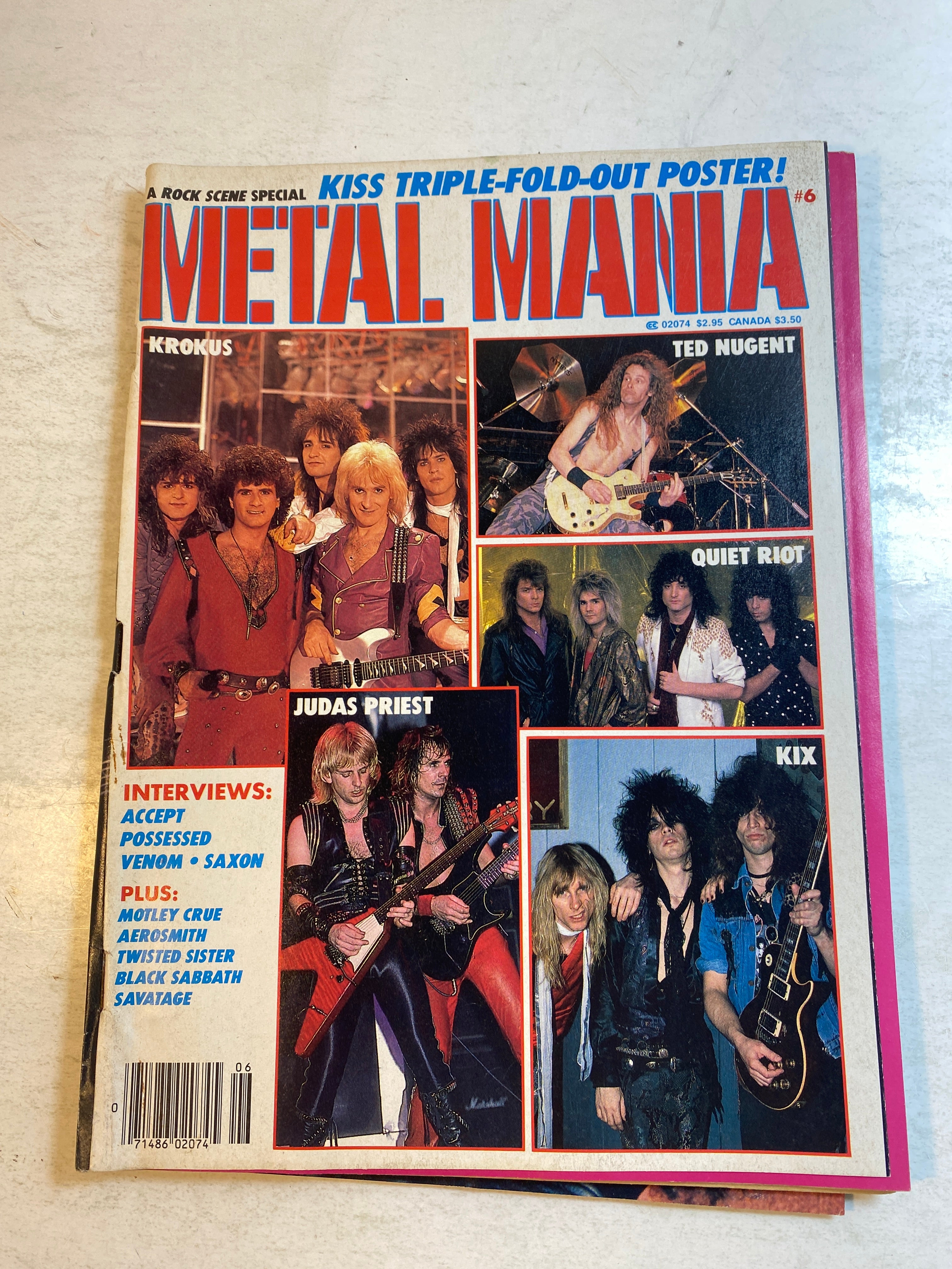 Metal Mania Magazine #6 July 1986 Kiss Foldout Poster