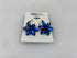 Metallic Blue Flower Dangle Earrings