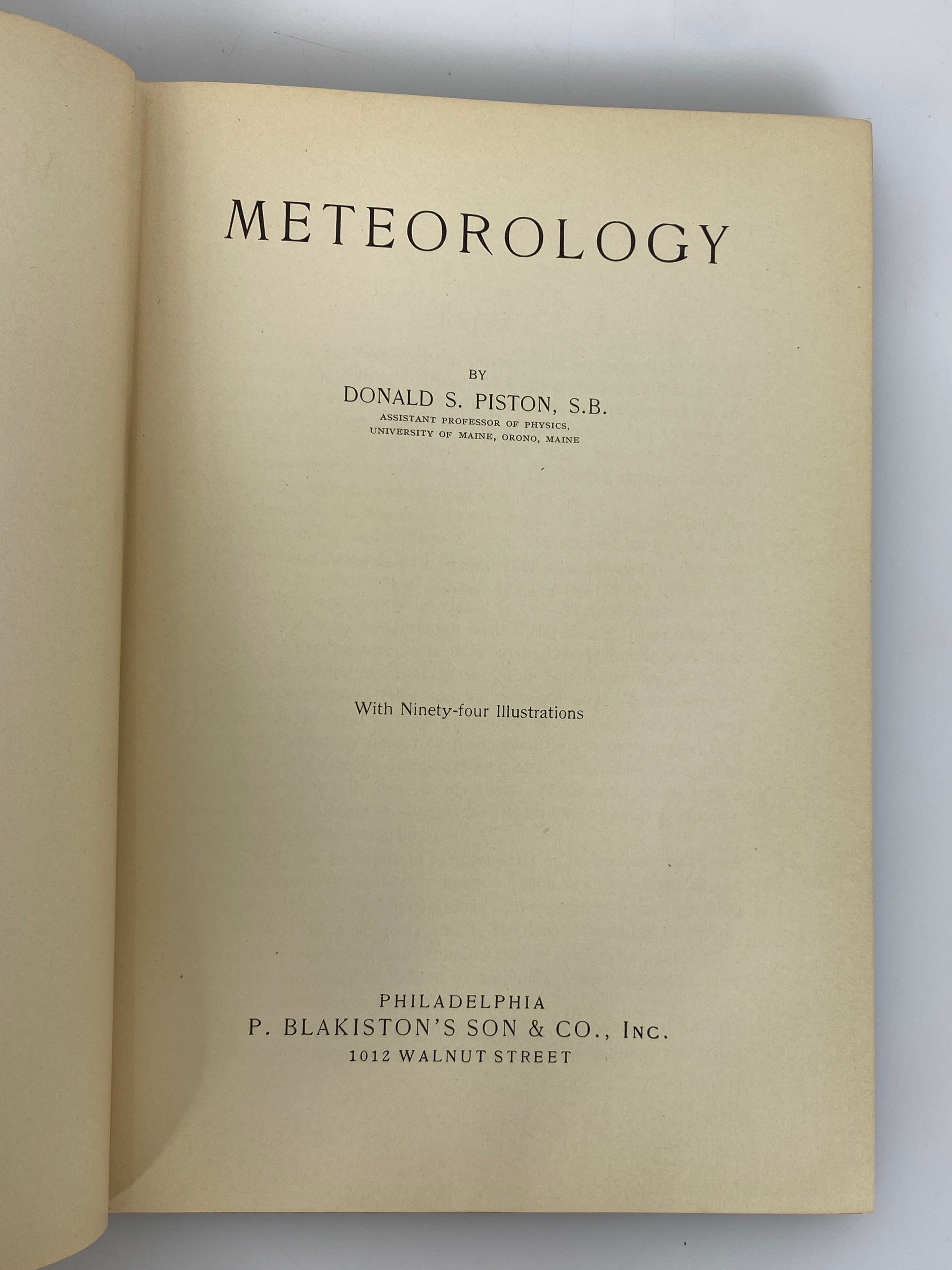 Meteorology by Donald S. Piston 1931 Blakiston Vintage HC