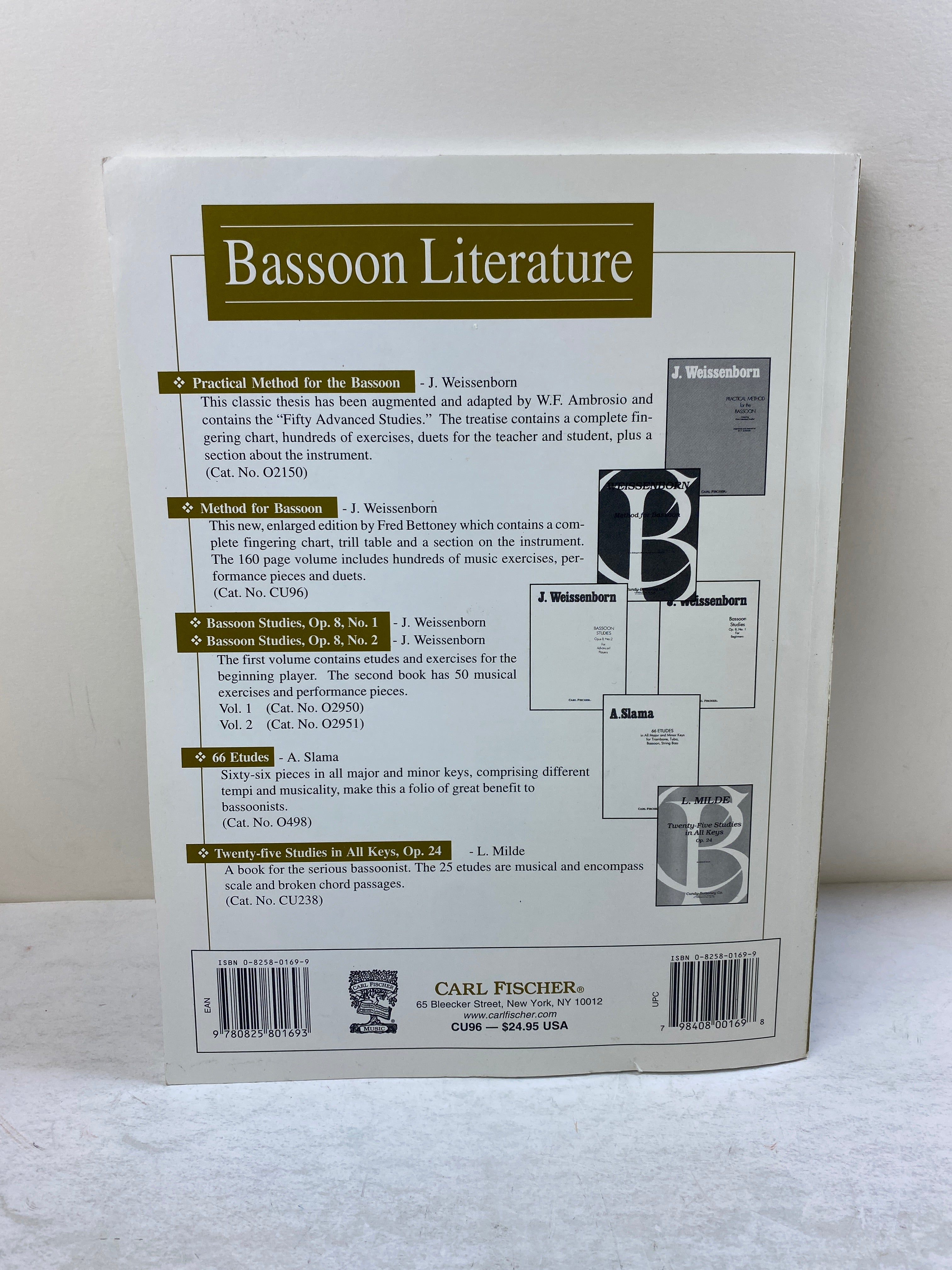 Method for Bassoon by Julius Weissenborn Carl Fischer SC