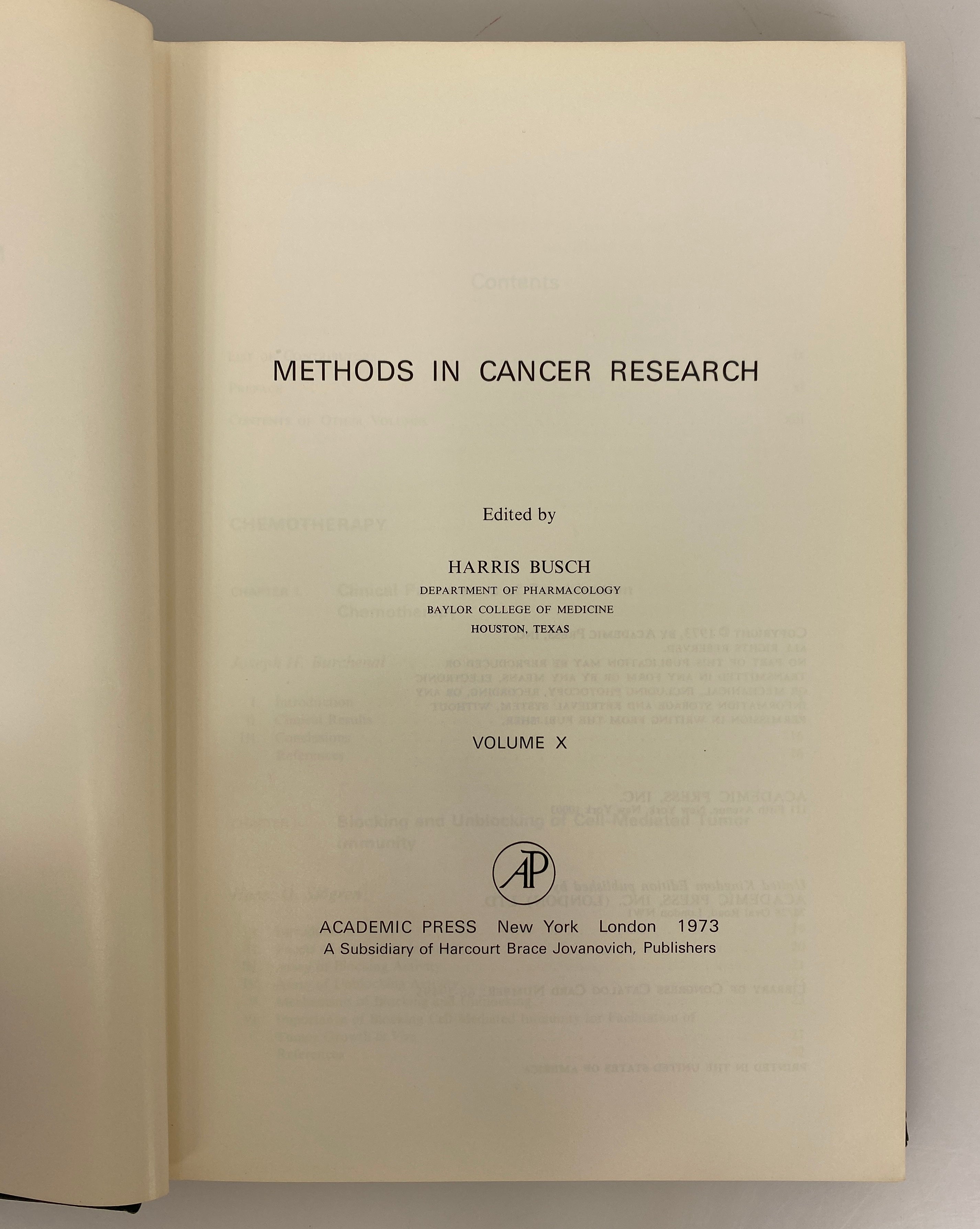 Methods in Cancer Research Volume X Harris Busch 1973 Academic Press HC