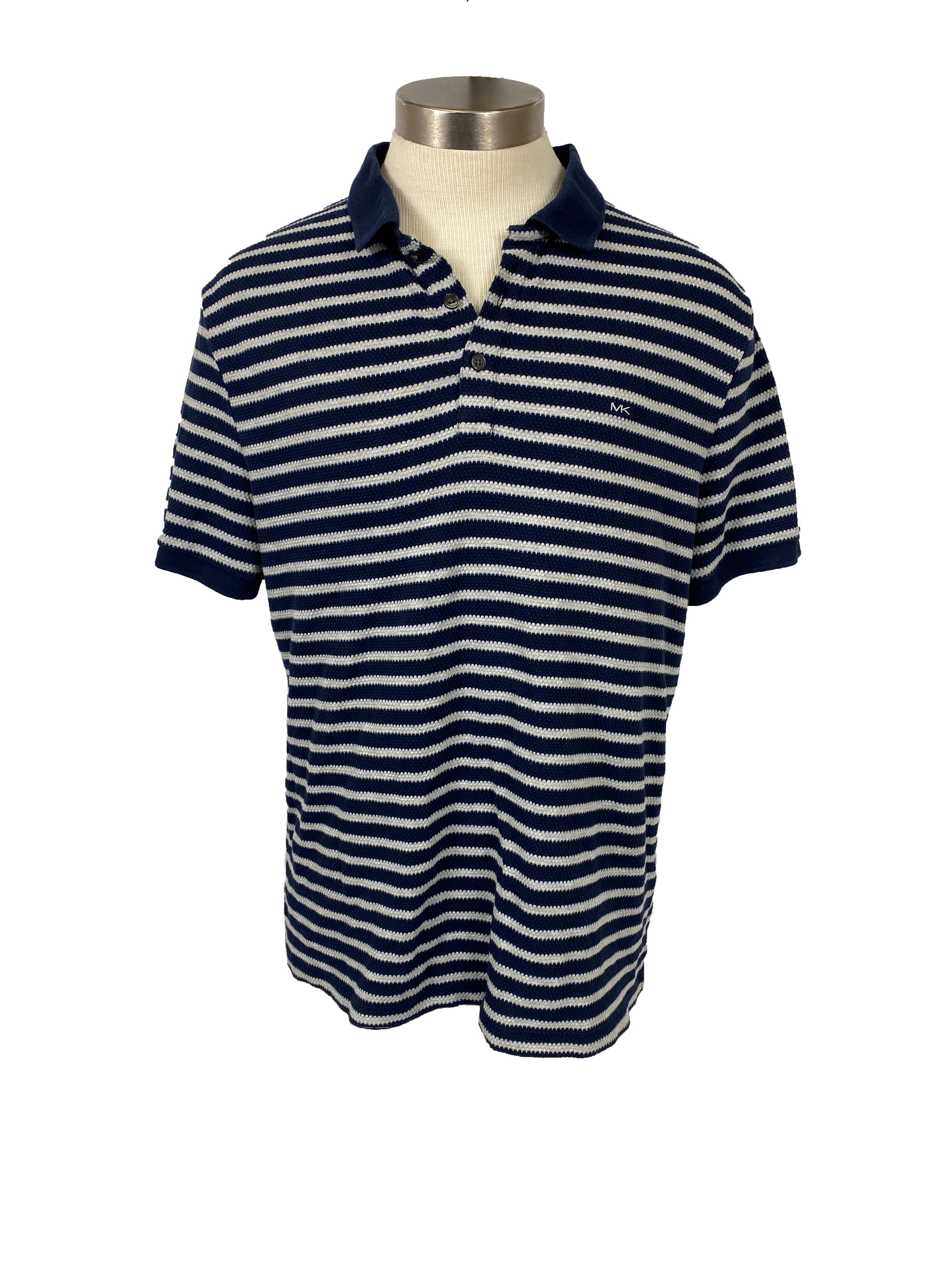 Michael Kors Blue and White striped Polo Men's Size L