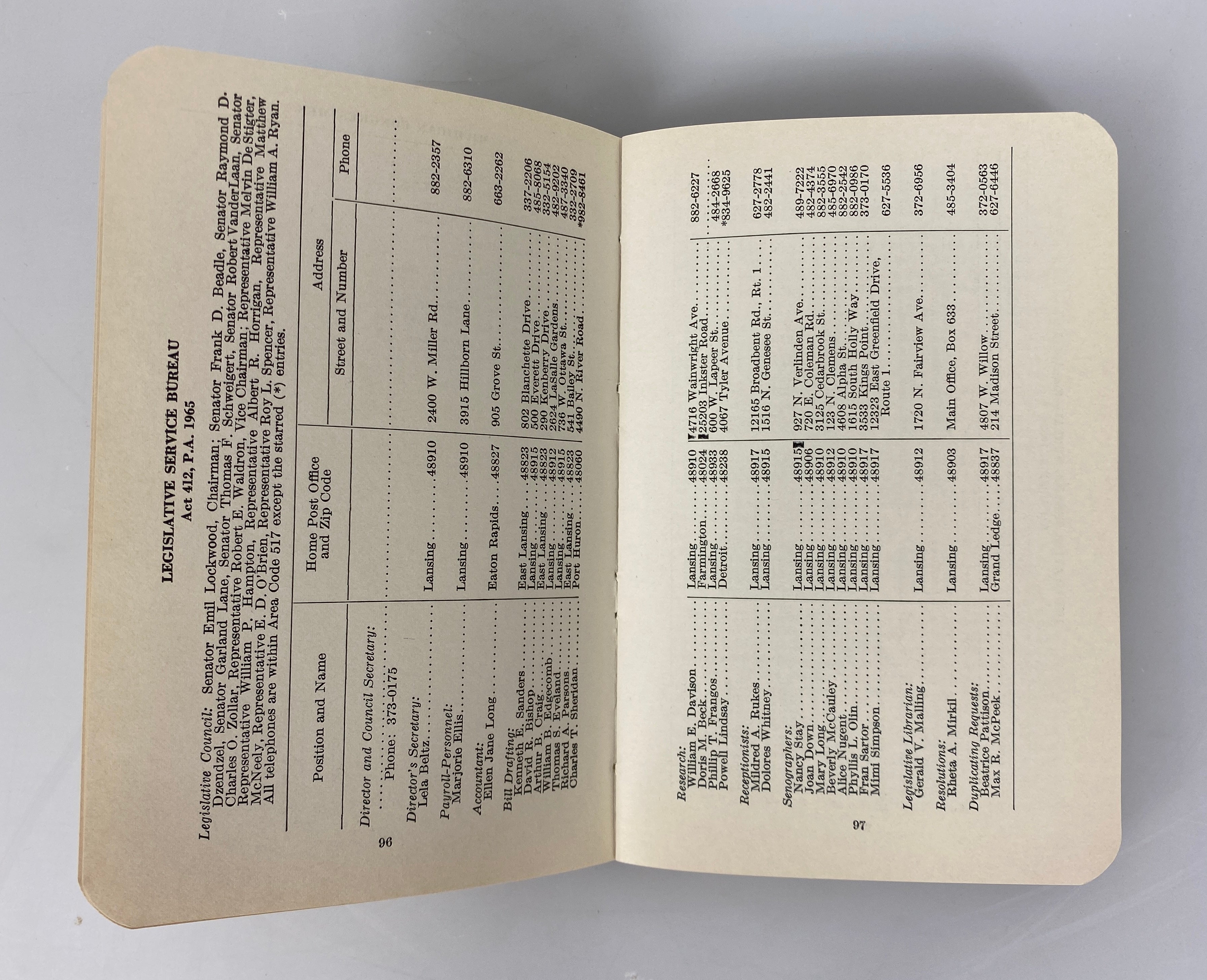Michigan Legislative Handbook 1967-1968  Kenyon/Thatcher Vintage SC
