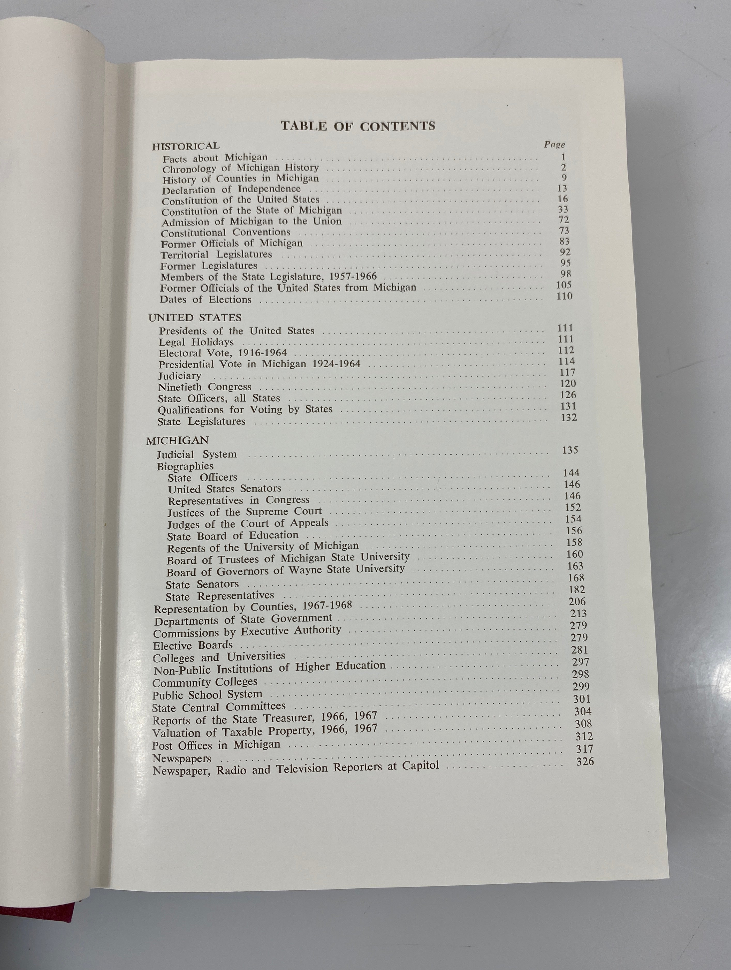 Michigan Manual by The State of Michigan 1967-1968 HC