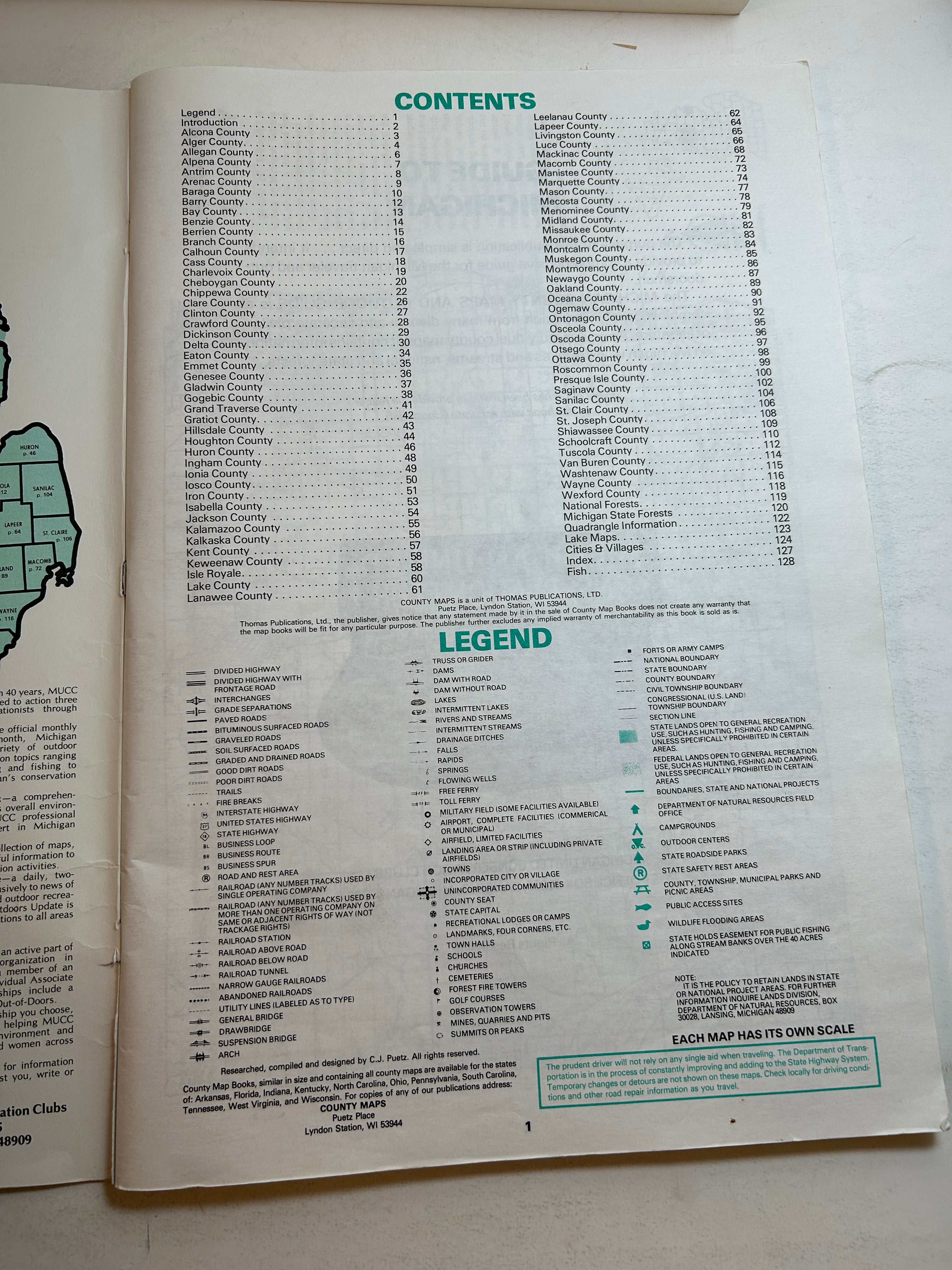 Michigan Outdoors: MI County Map Guide Oversized SC