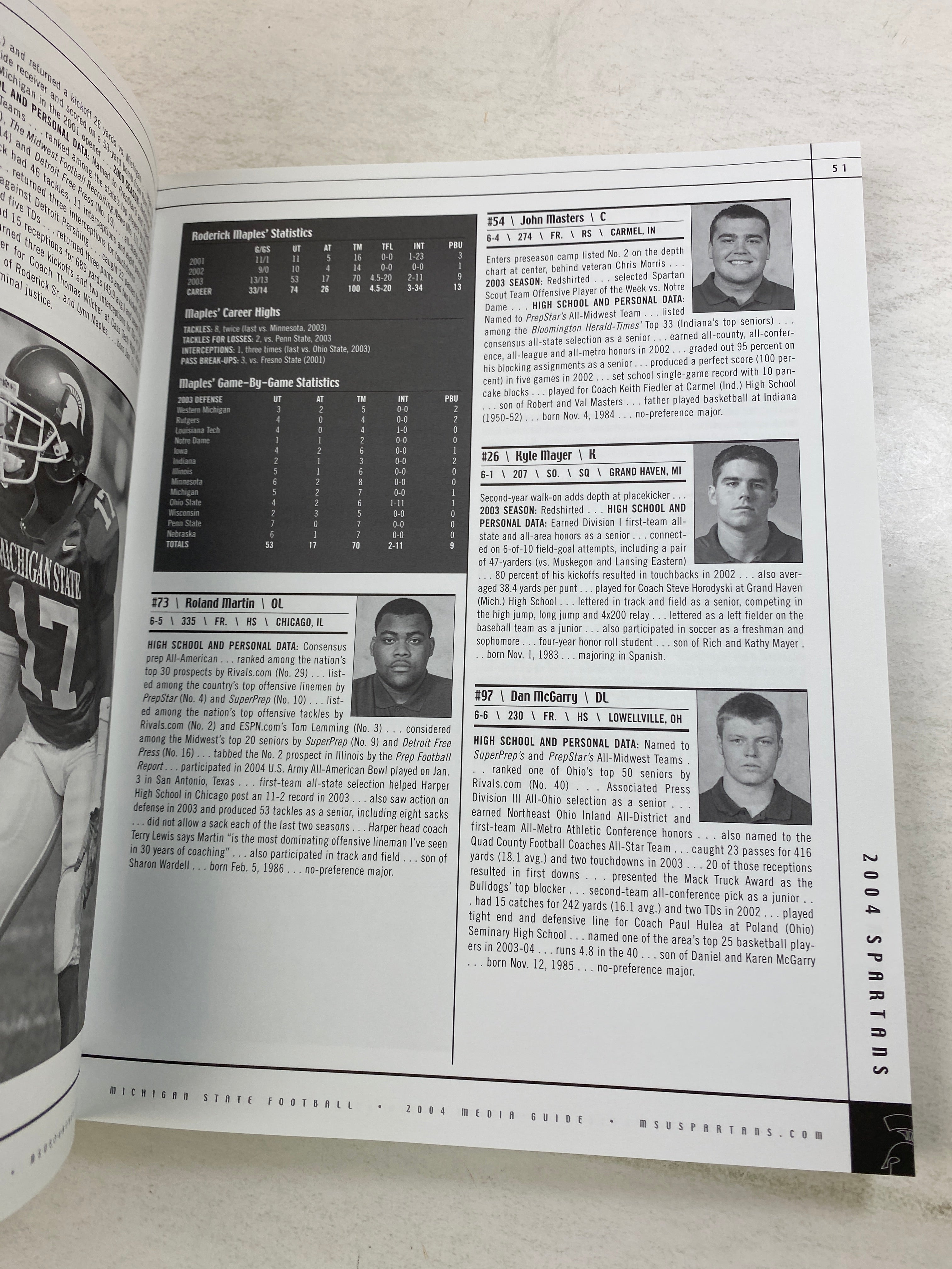 Michigan State Football 2004 Media Guide SC