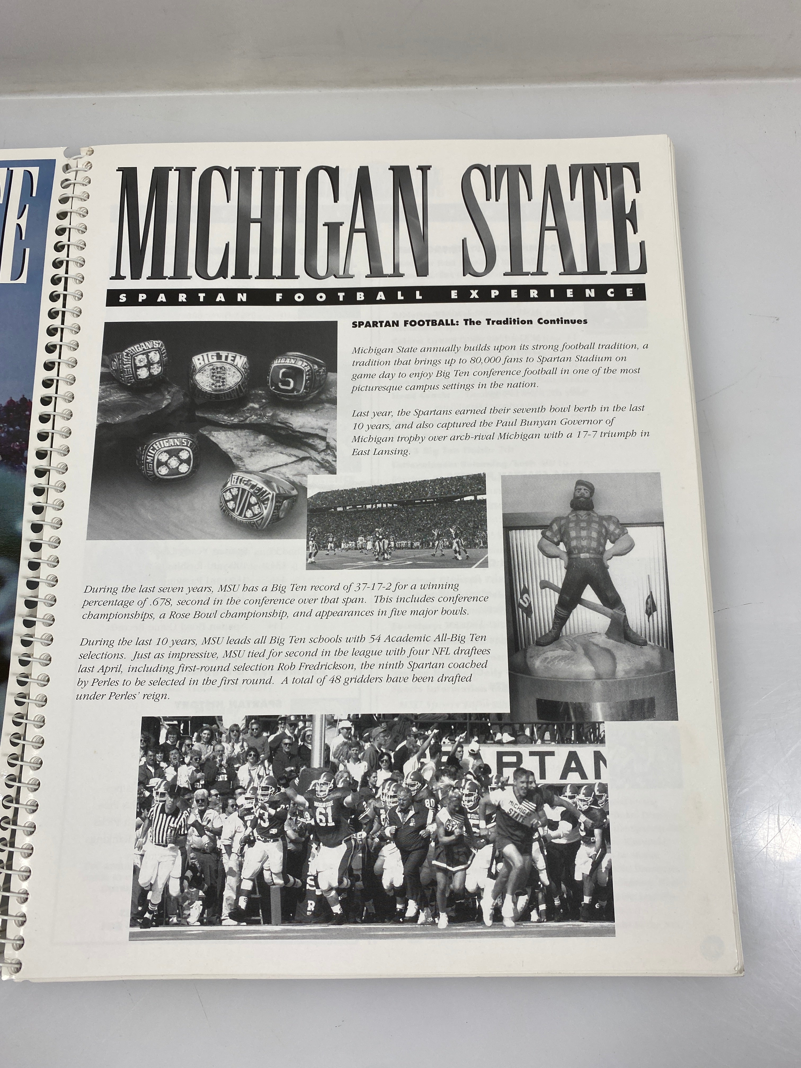 Michigan State Football Media Guide 1994 Final Perles Season