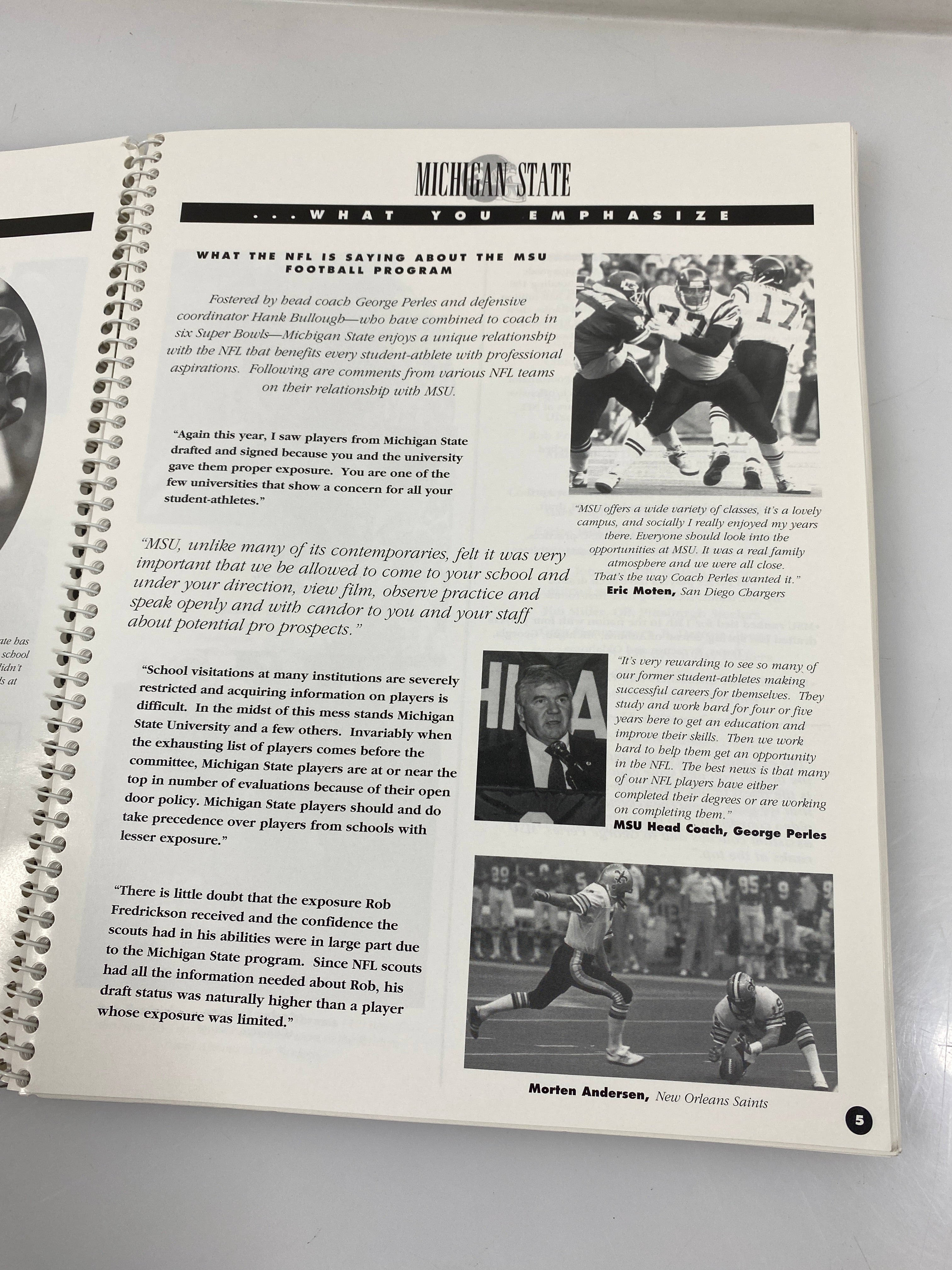 Michigan State Football Media Guide 1994 Final Perles Season