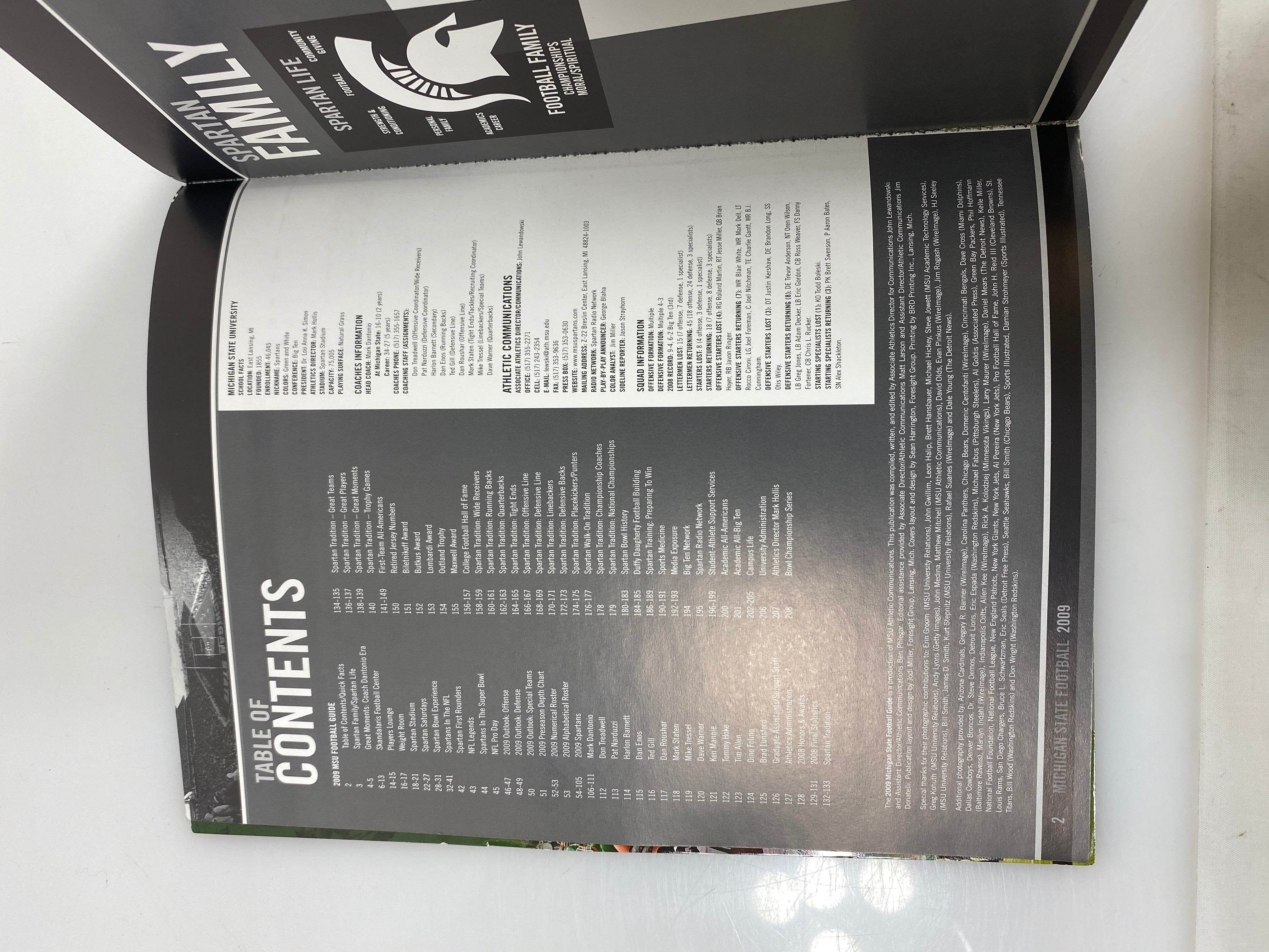 Michigan State Spartan Football 2009 Guide SC