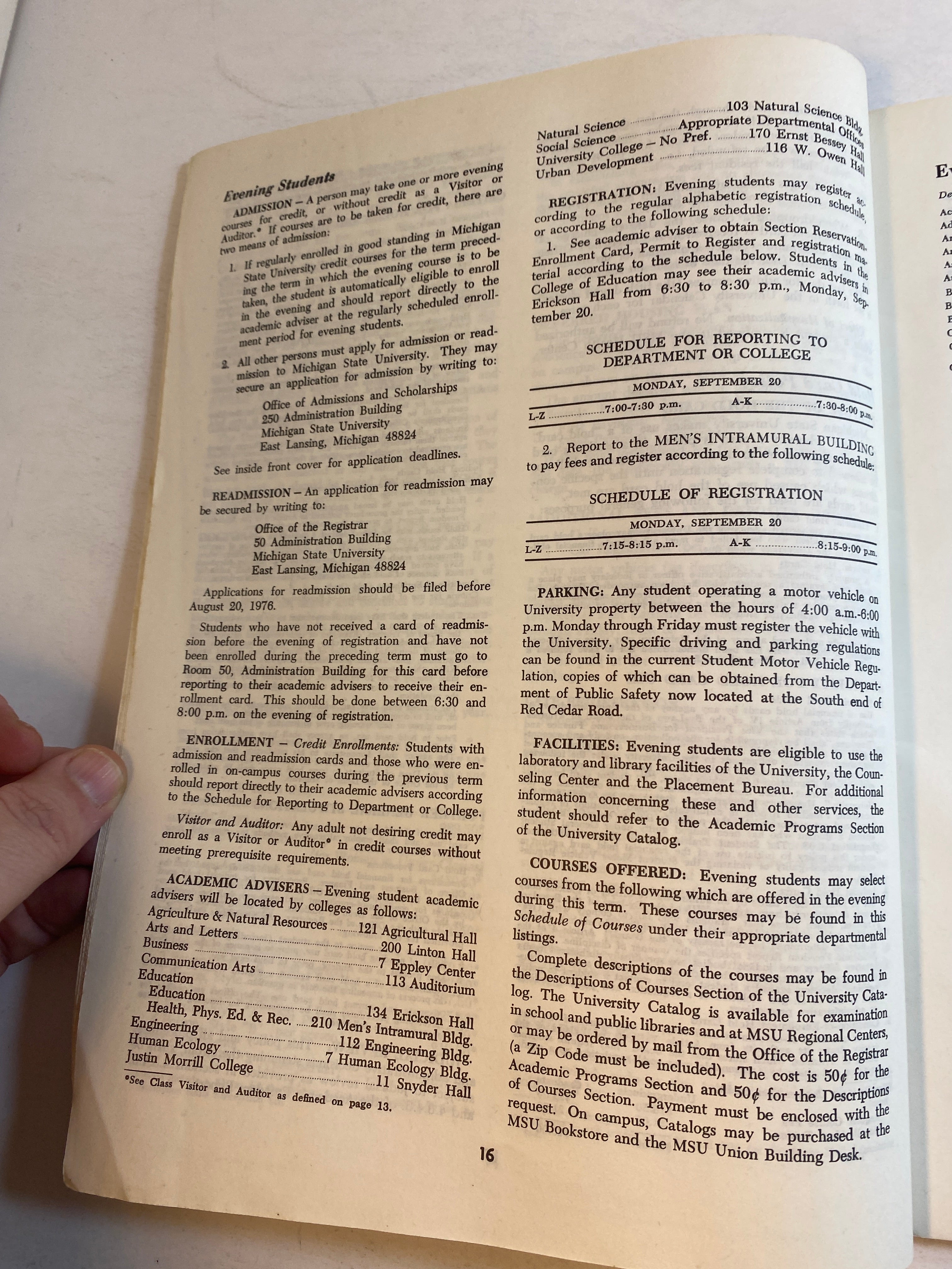 Michigan State University Bulletin Fall 1976 Schedule of Courses Handbook