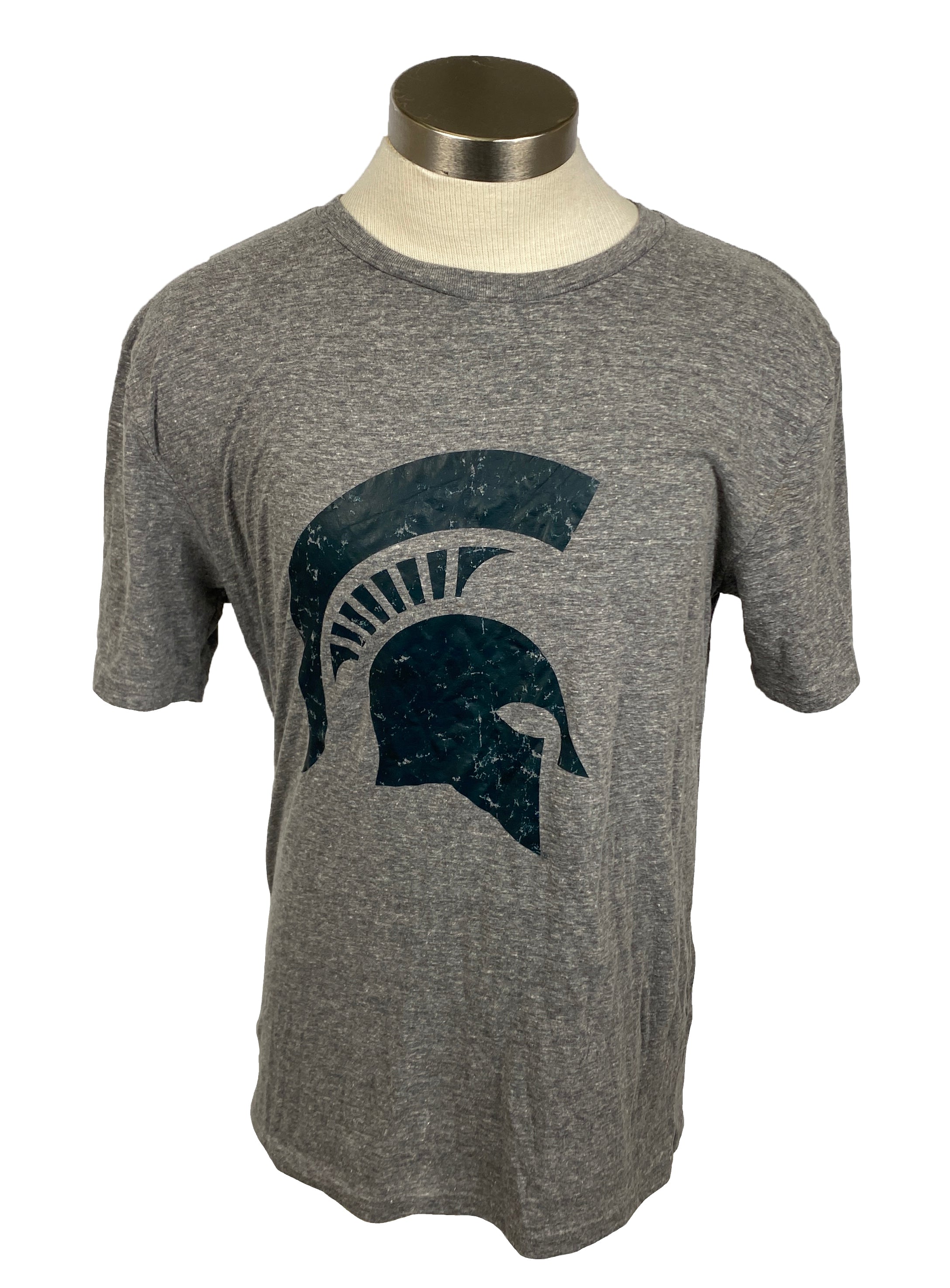 Michigan State University Gray Spartan Helmet T-Shirt Unisex Size M