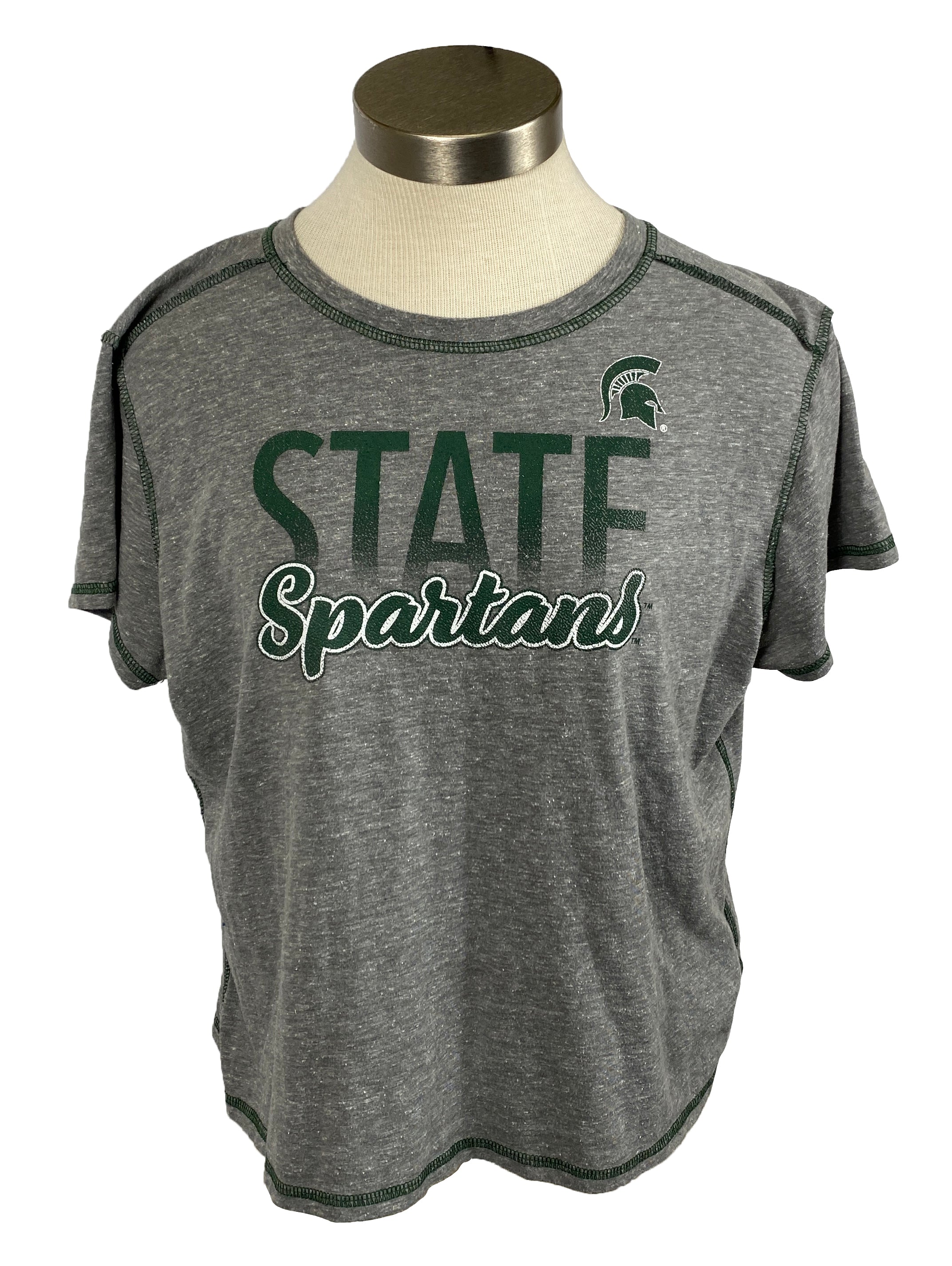 Michigan State University Gray "State Spartans" Cropped T-Shirt Women's Size XL