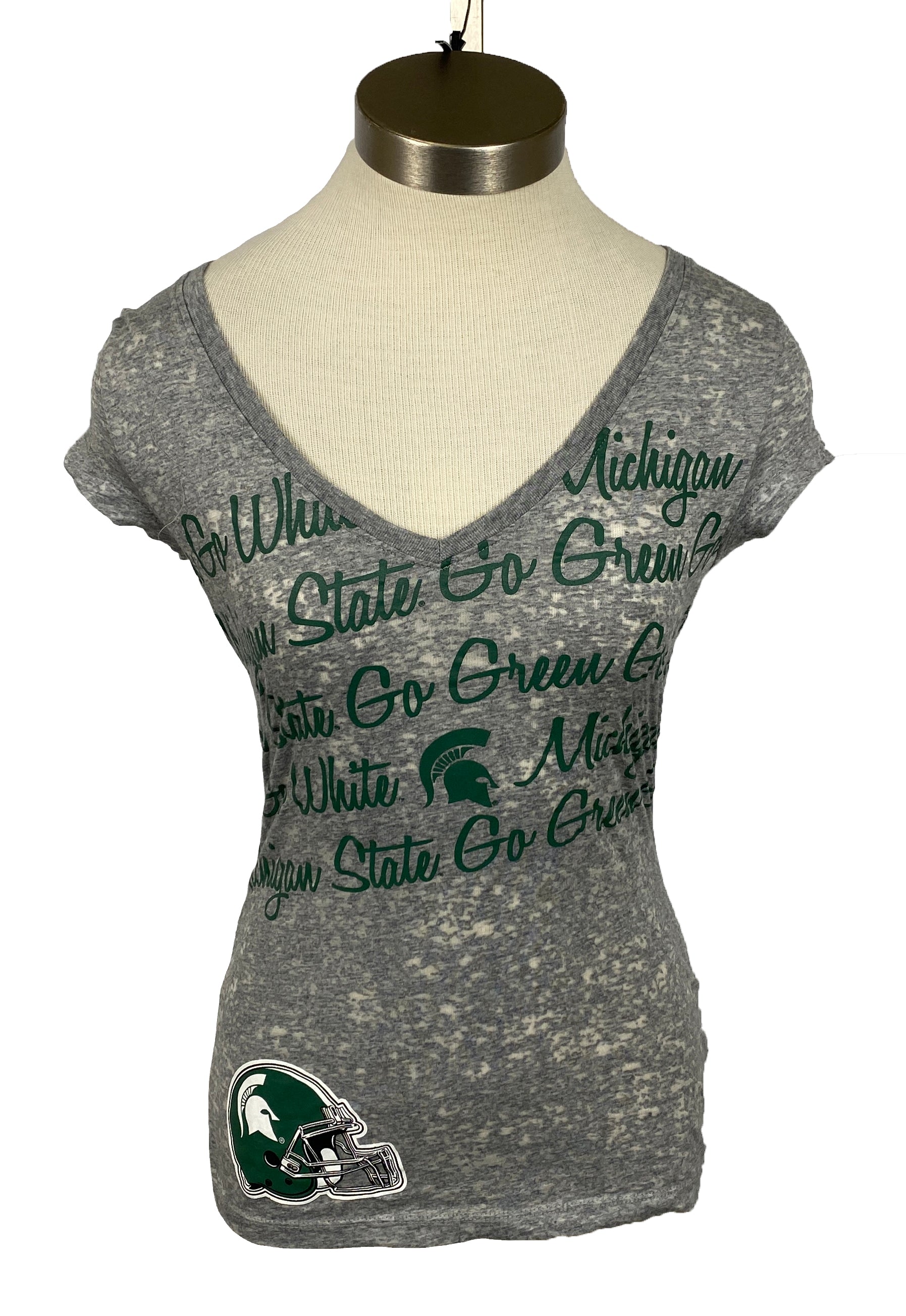 Michigan State University Gray V-Neck T-Shirt Women's Size S