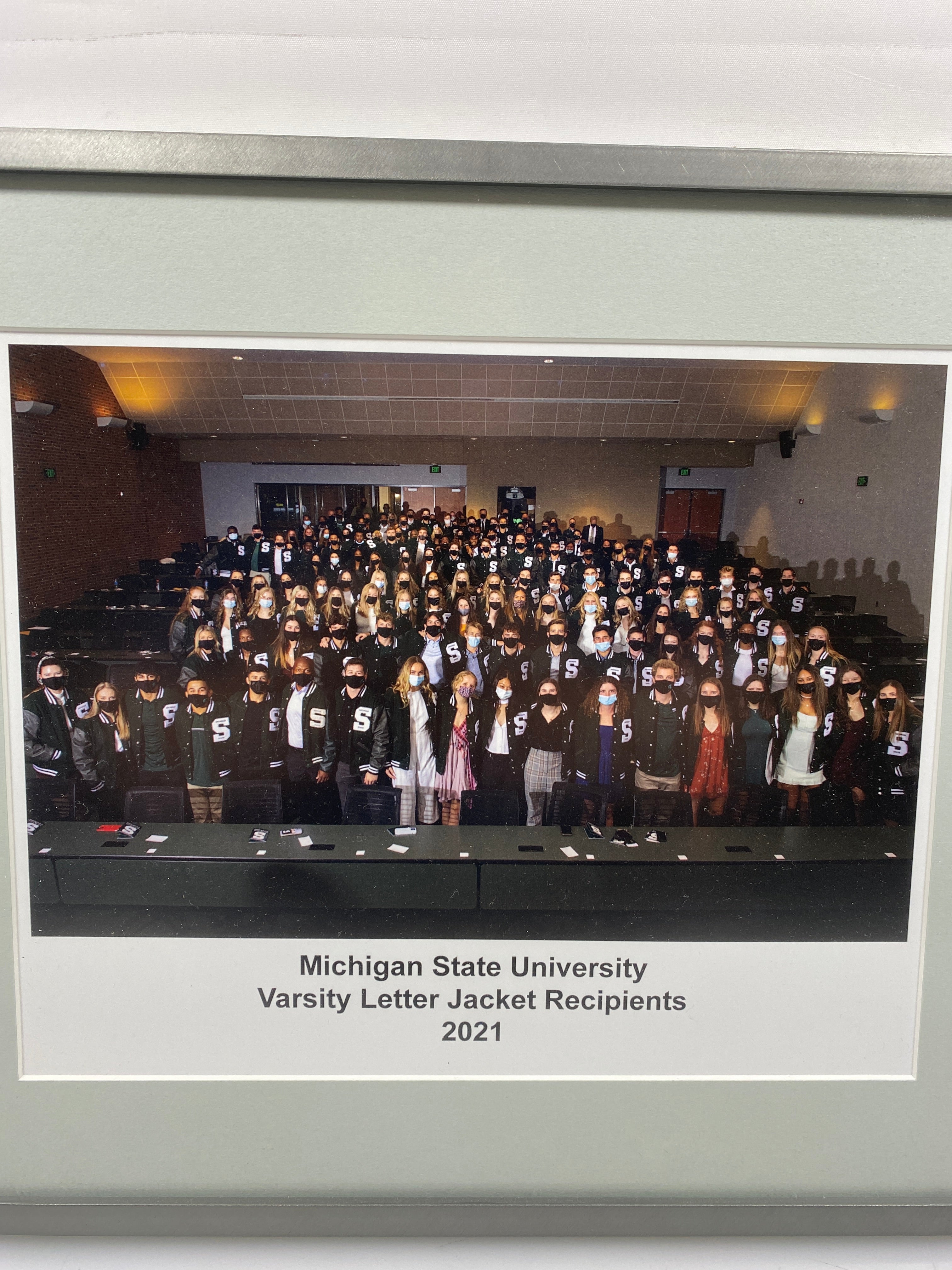 Michigan State University Varsity Letter Jacket Recipients 2021 Framed Photo