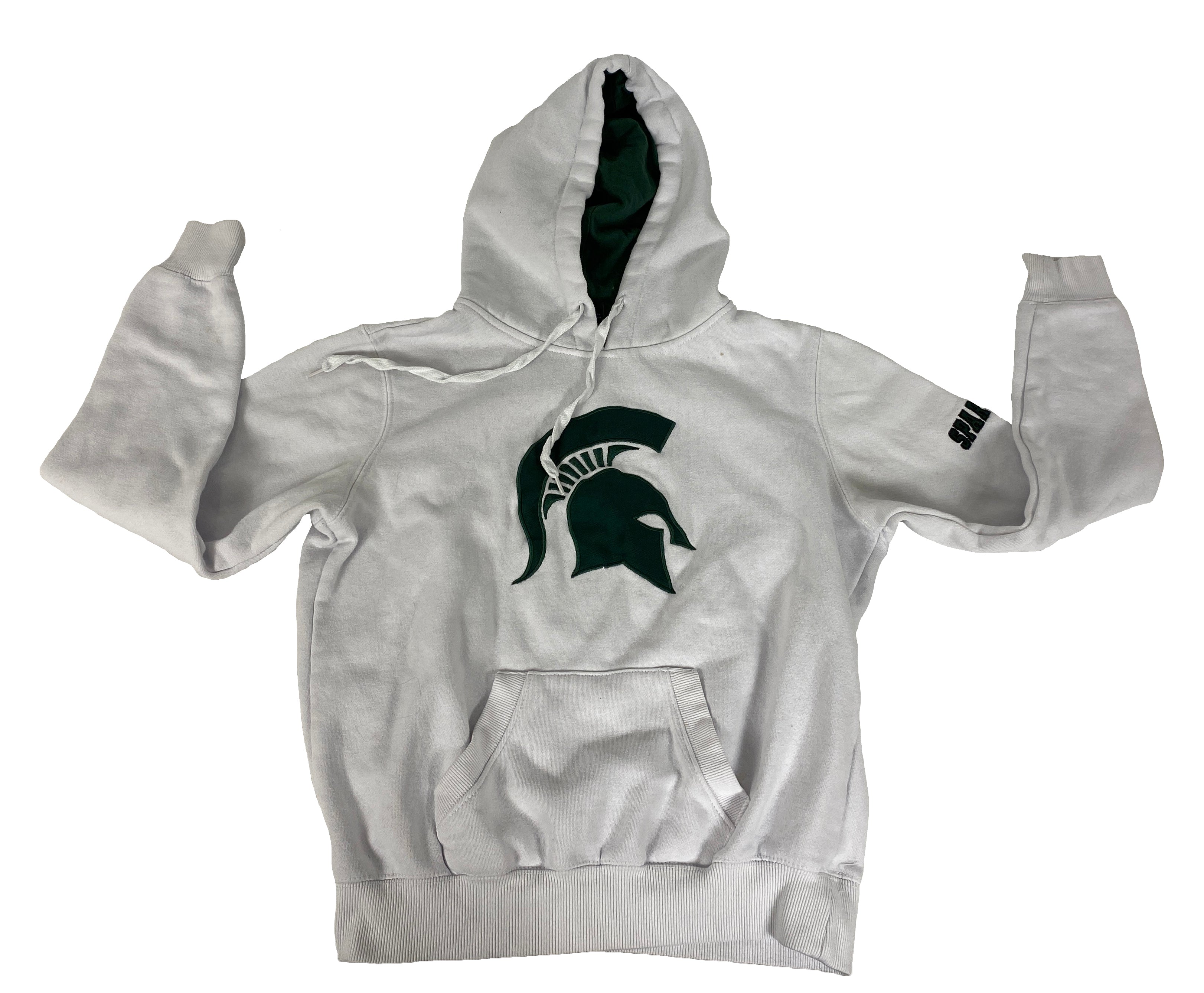 Michigan State University White Spartan Helmet Hoodie Kid's Size Small