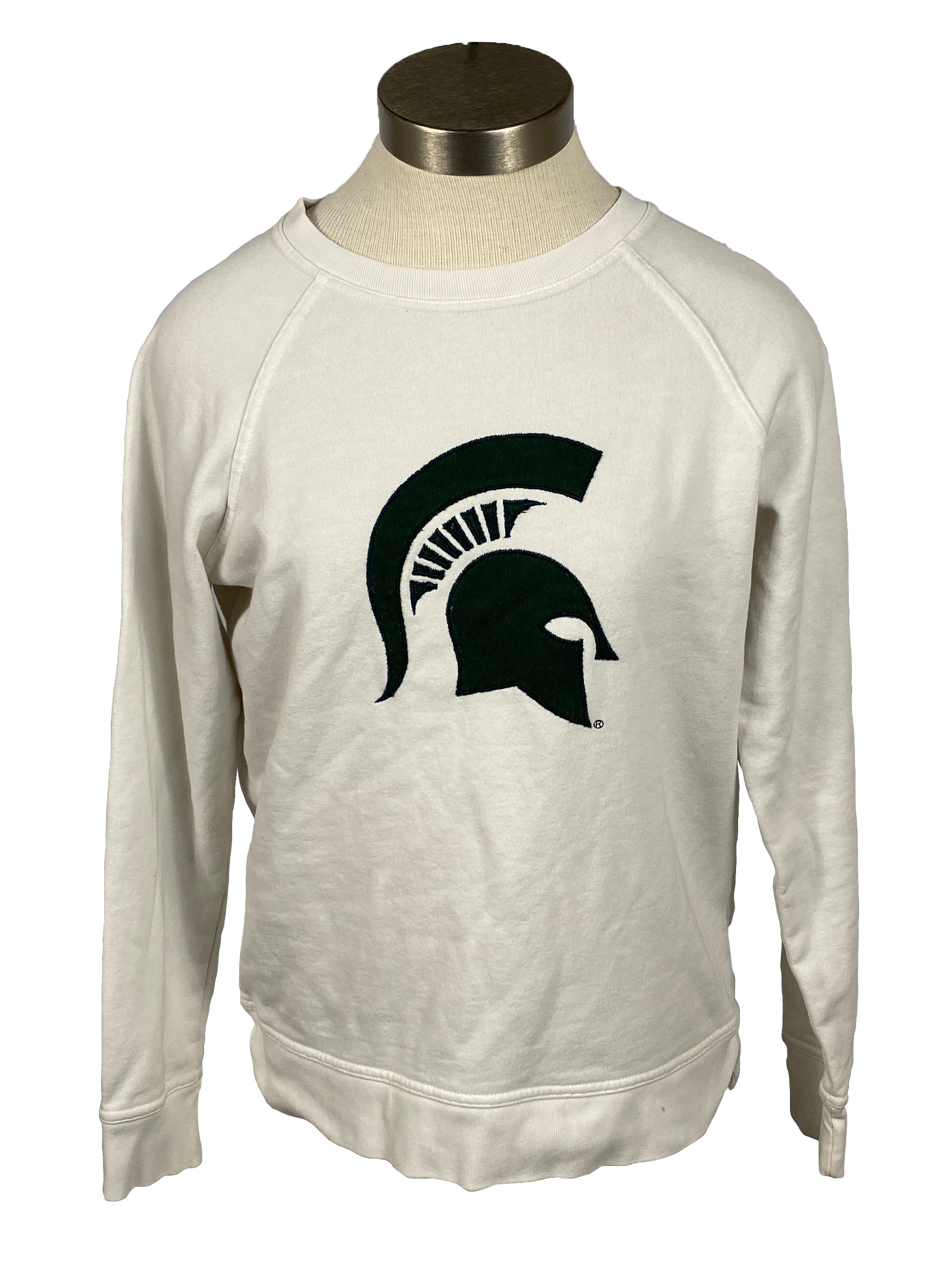 Michigan State University White Spartan Helmet Sweatshirt Women's Size S