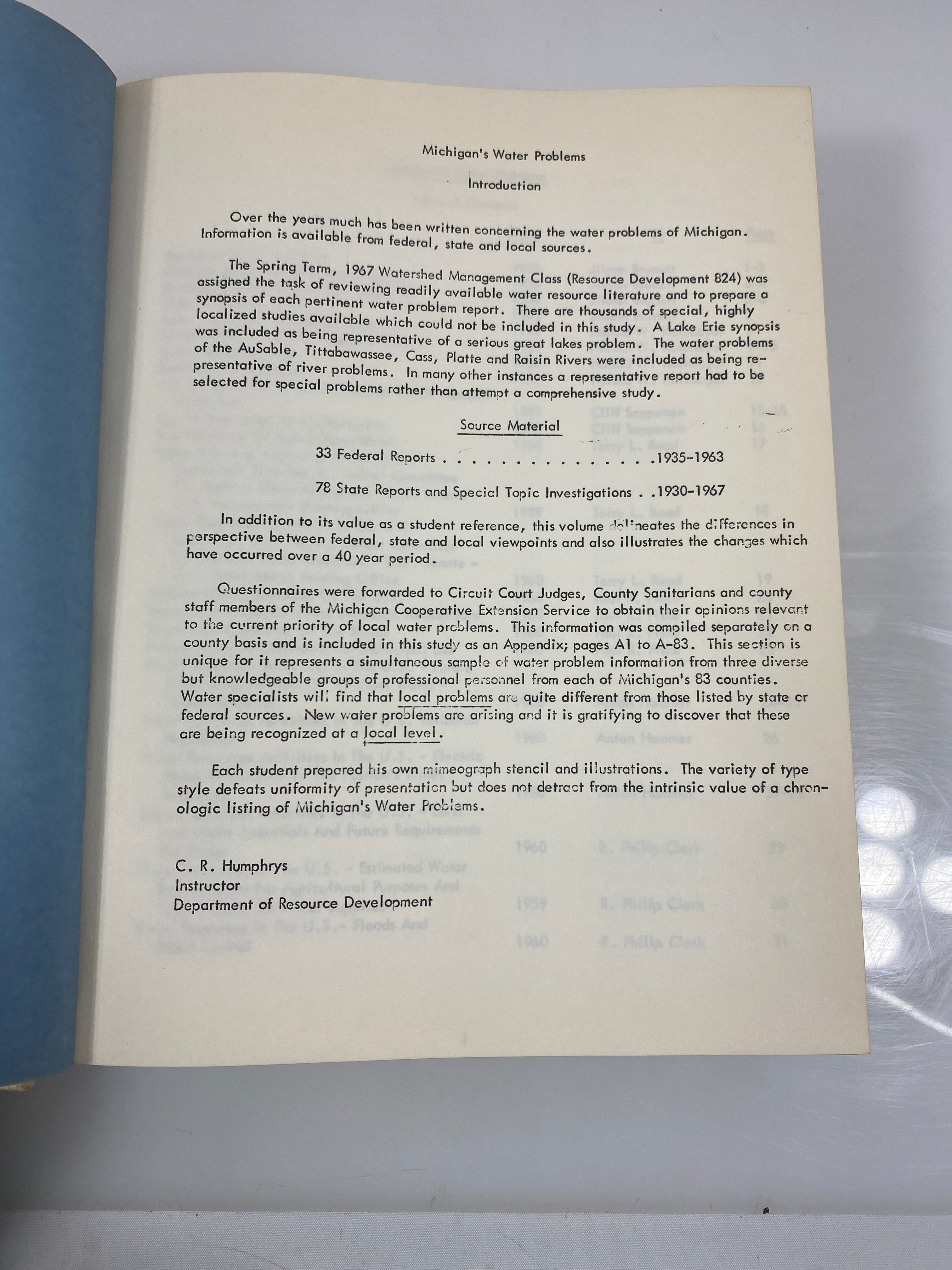 Michigan's Water Problems 1967 HC