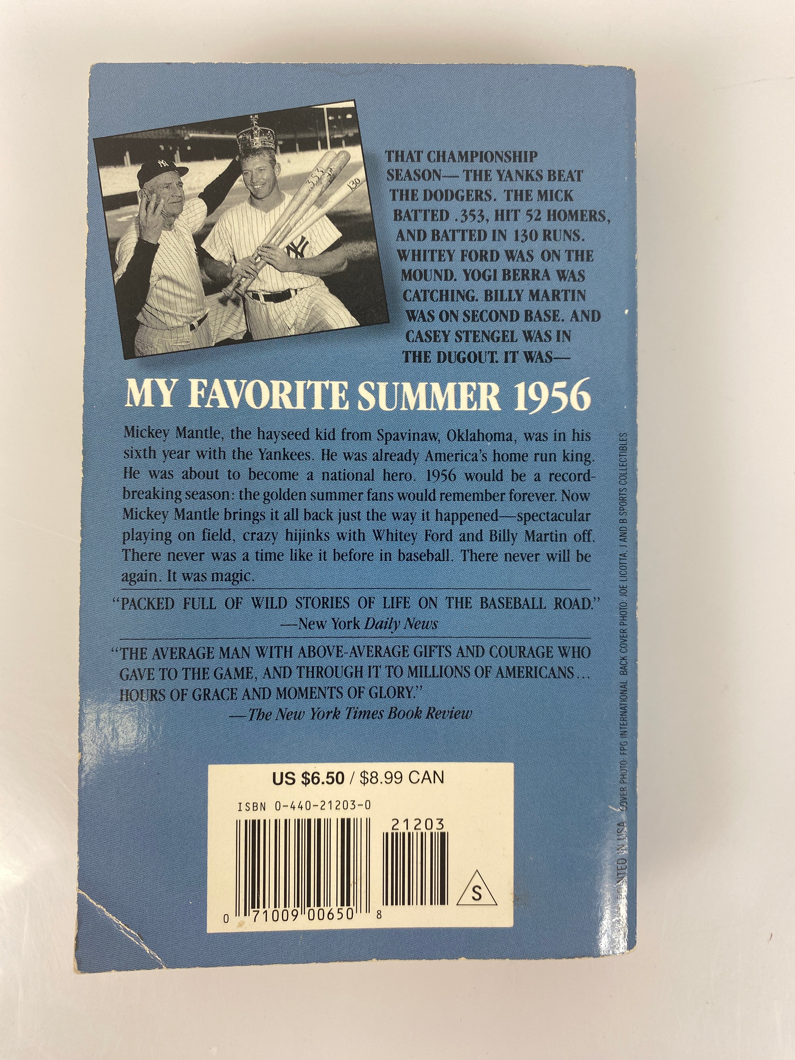 Mickey Mantle My Favorite Summer 1956 paperback 1991
