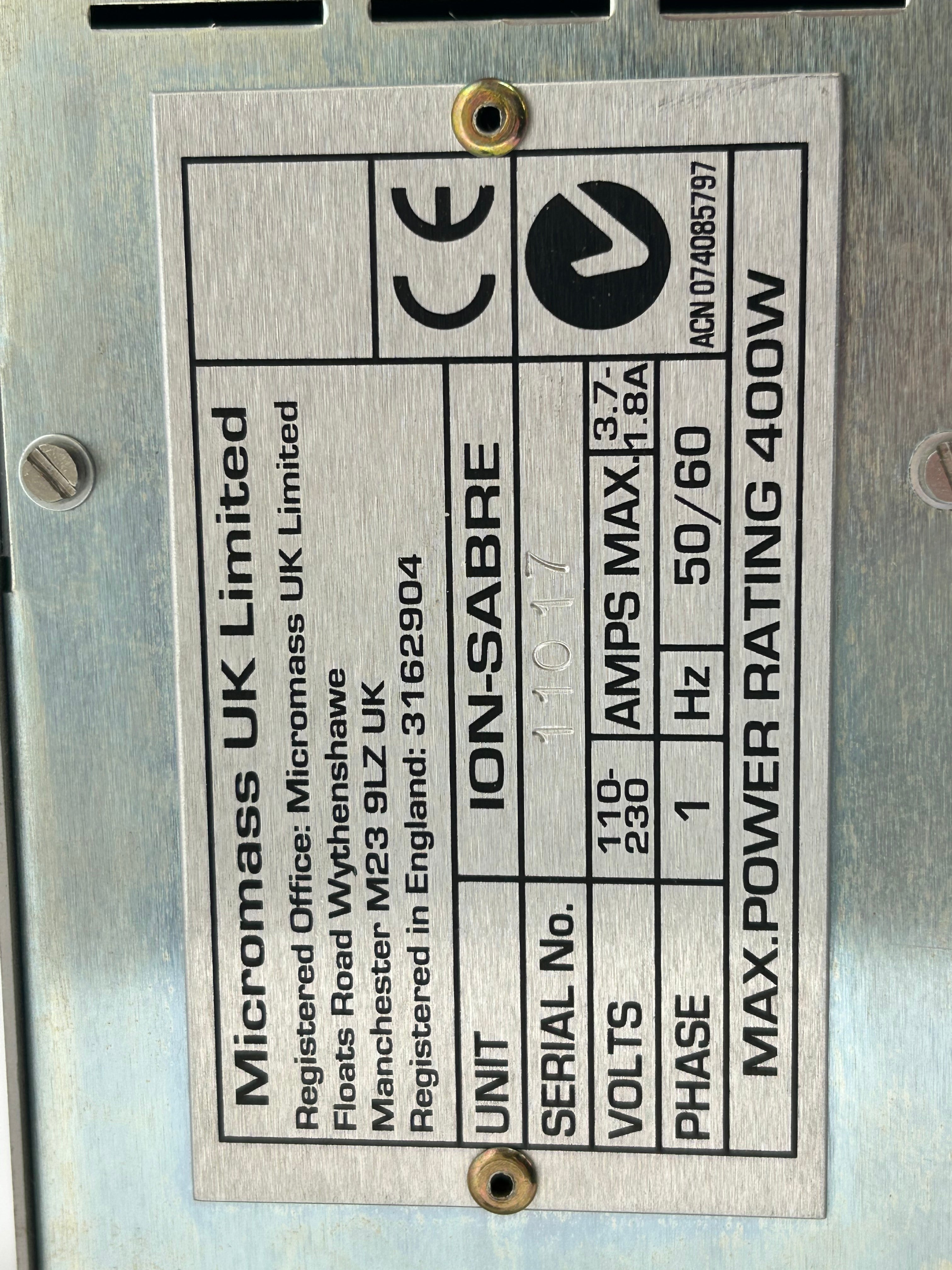Micromass Ion Sabre Control Unit