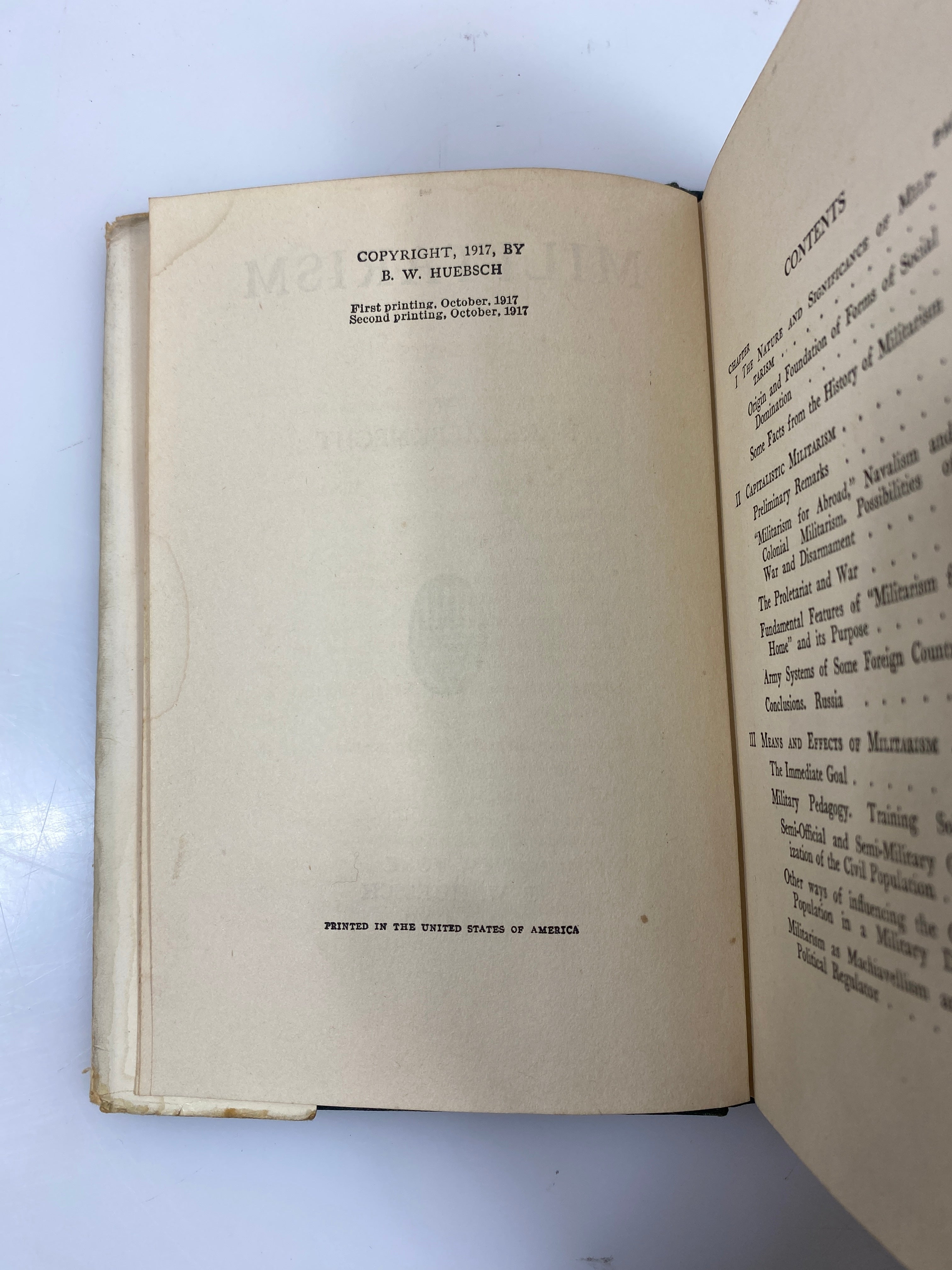 Militarism Liebknecht Suppressed Book 2nd Print 1917 HCDJ