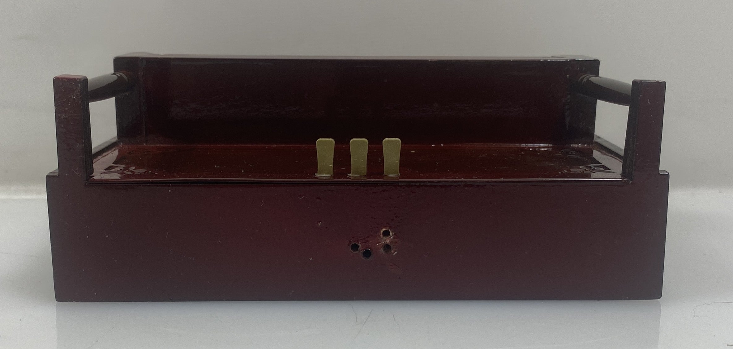 Miniature Brownish Red Upright Piano With Case