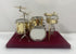 Miniature Gold Brass Drum Set Replica With Display Cover