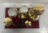 Miniature Gold Brass Drum Set Replica With Display Cover