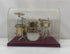 Miniature Gold Brass Drum Set Replica With Display Cover