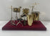 Miniature Gold Brass Drum Set Replica With Display Cover