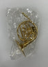 Miniature Gold Brass French Horn With Case And Stand