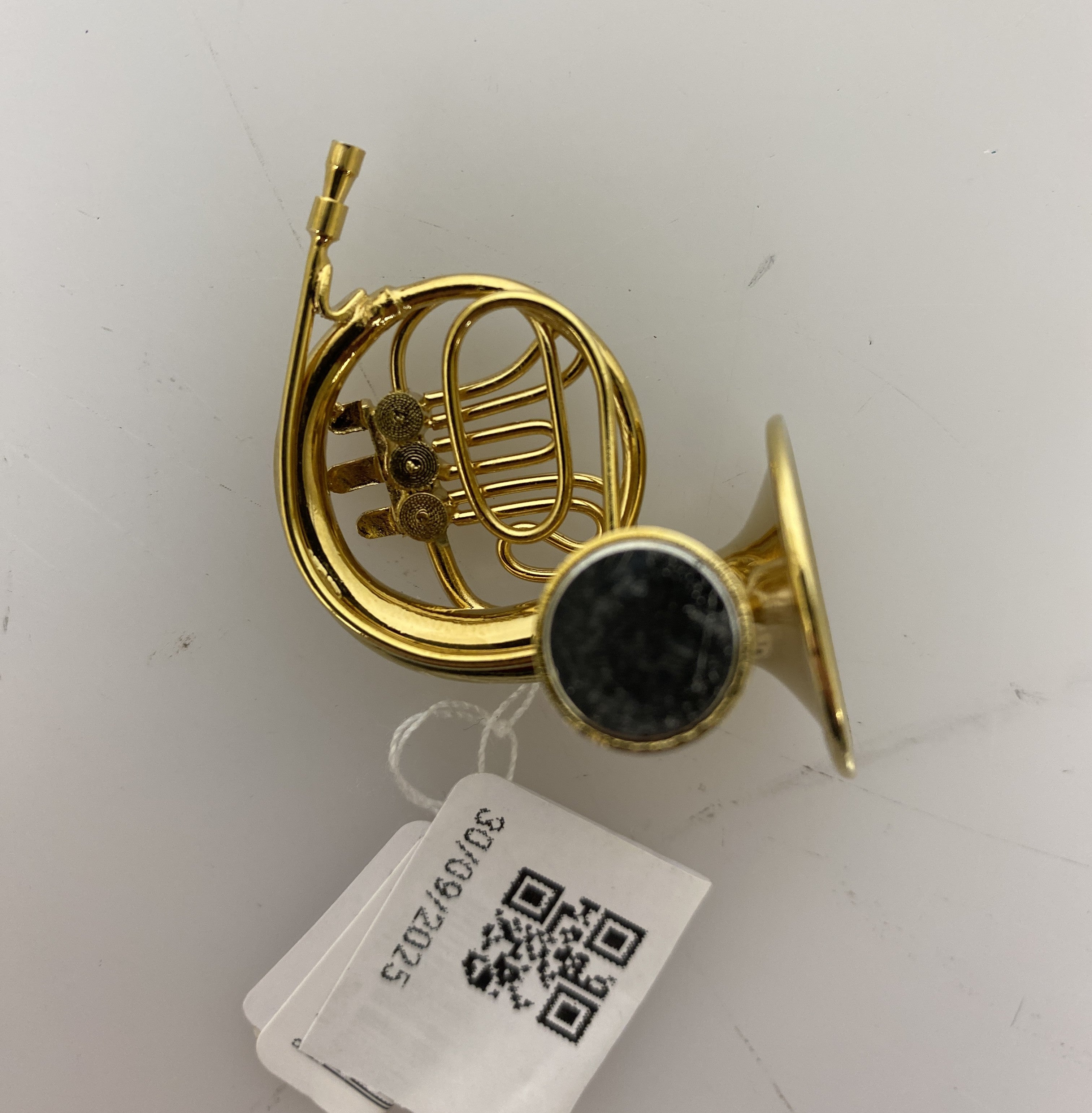 Miniature Gold Brass French Horns Ornament