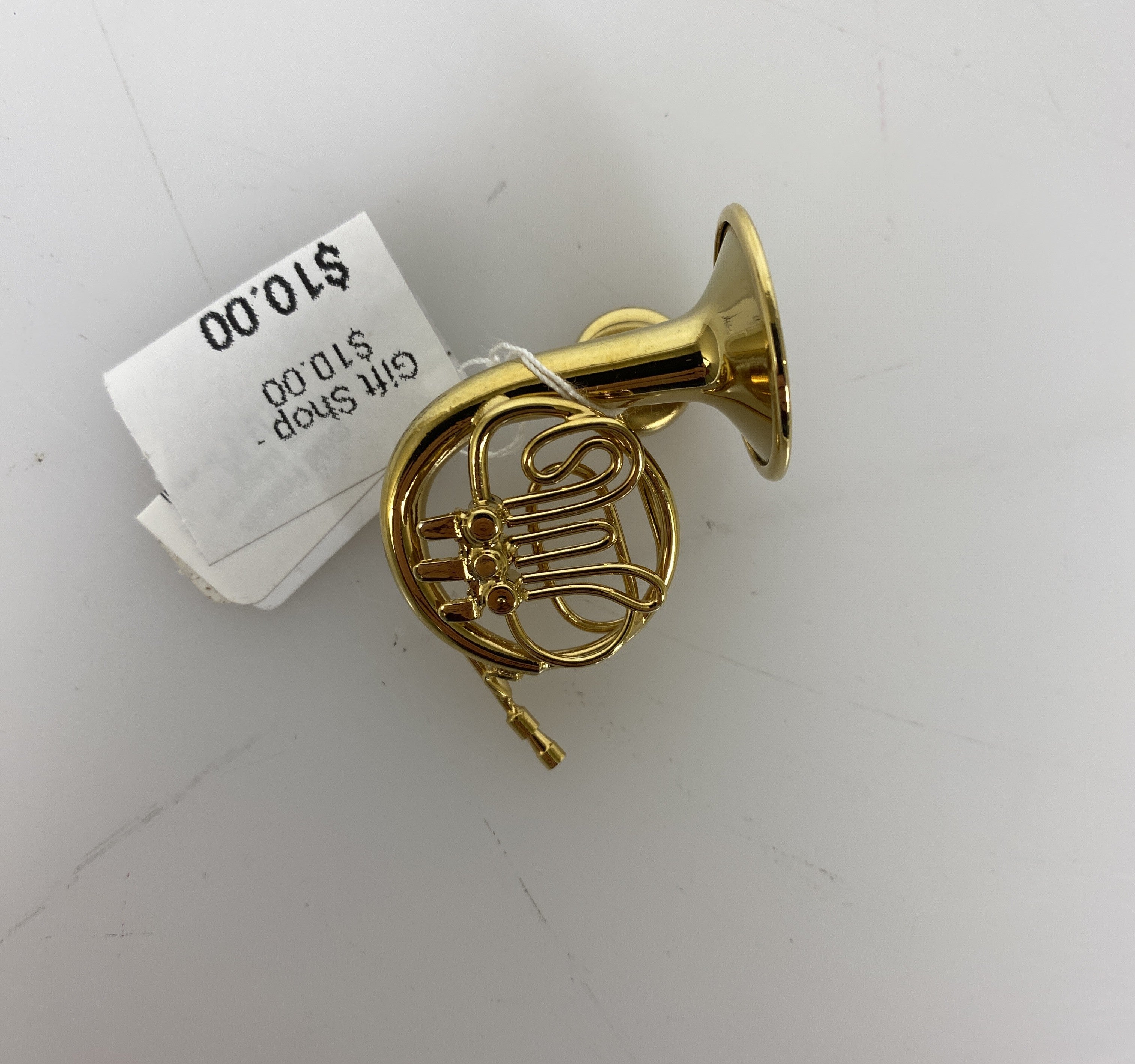 Miniature Gold Brass French Horns Ornament