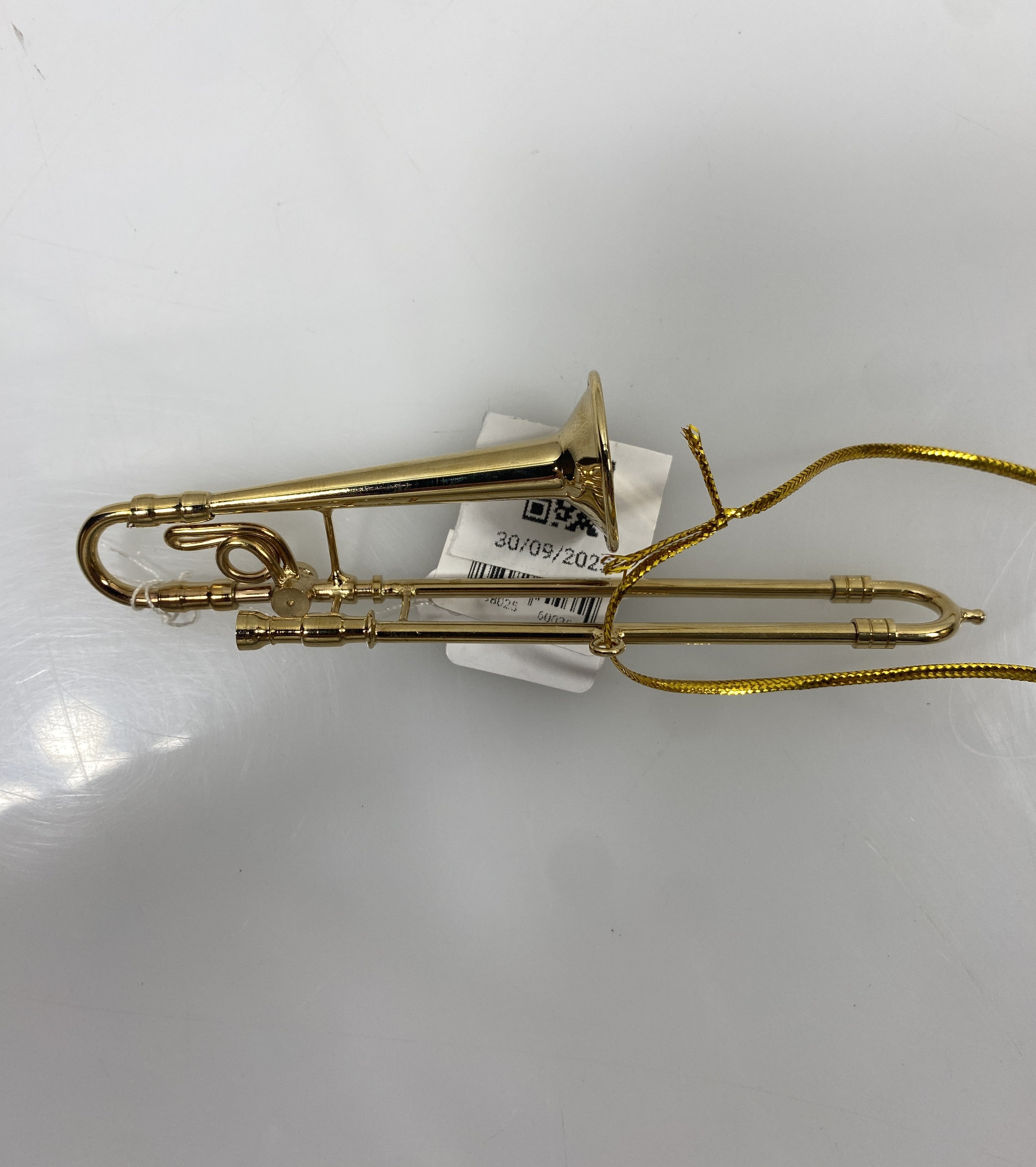 Miniature Gold Brass Trombone Ornament