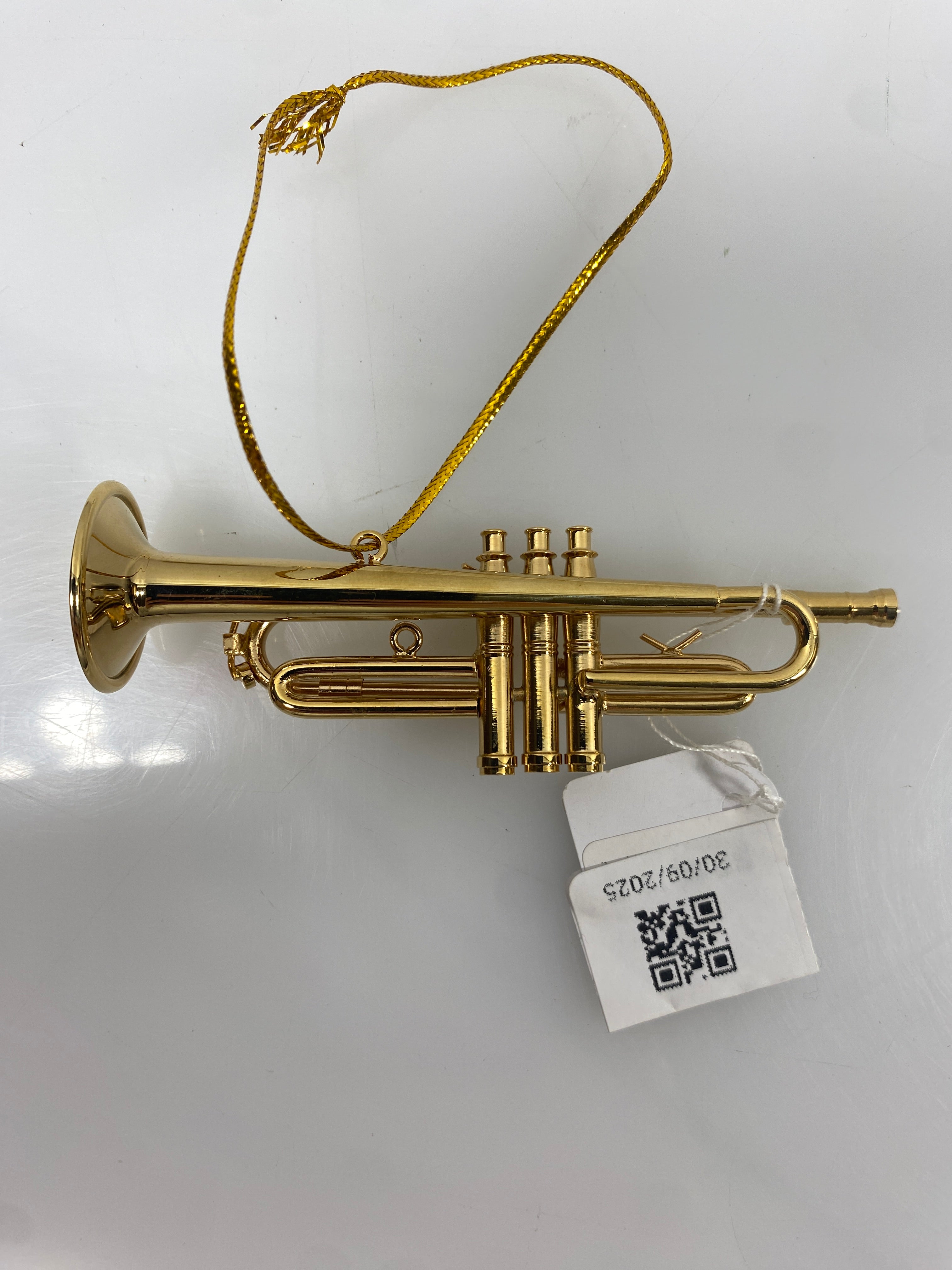 Miniature Gold Brass Trumpet Ornament