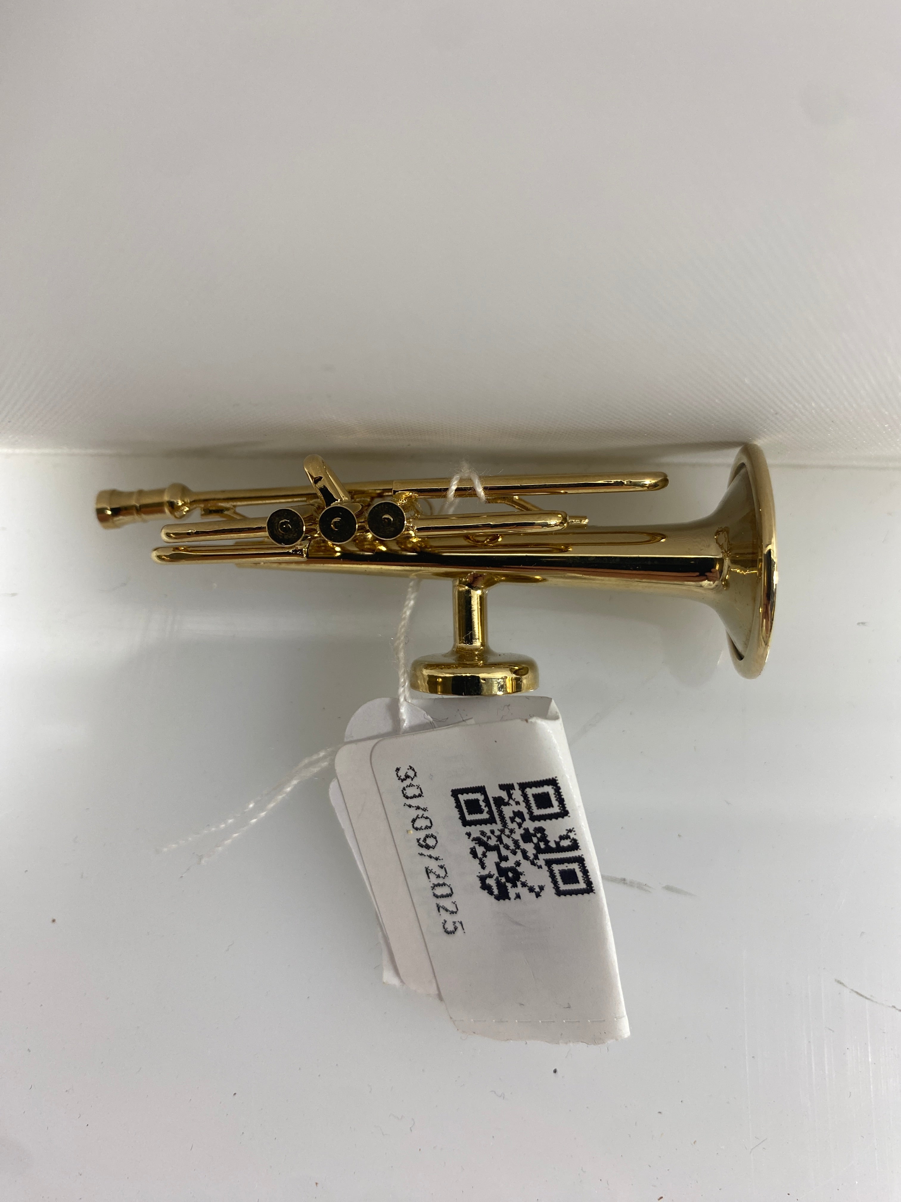 Miniature Gold Brass Trumpet Ornament