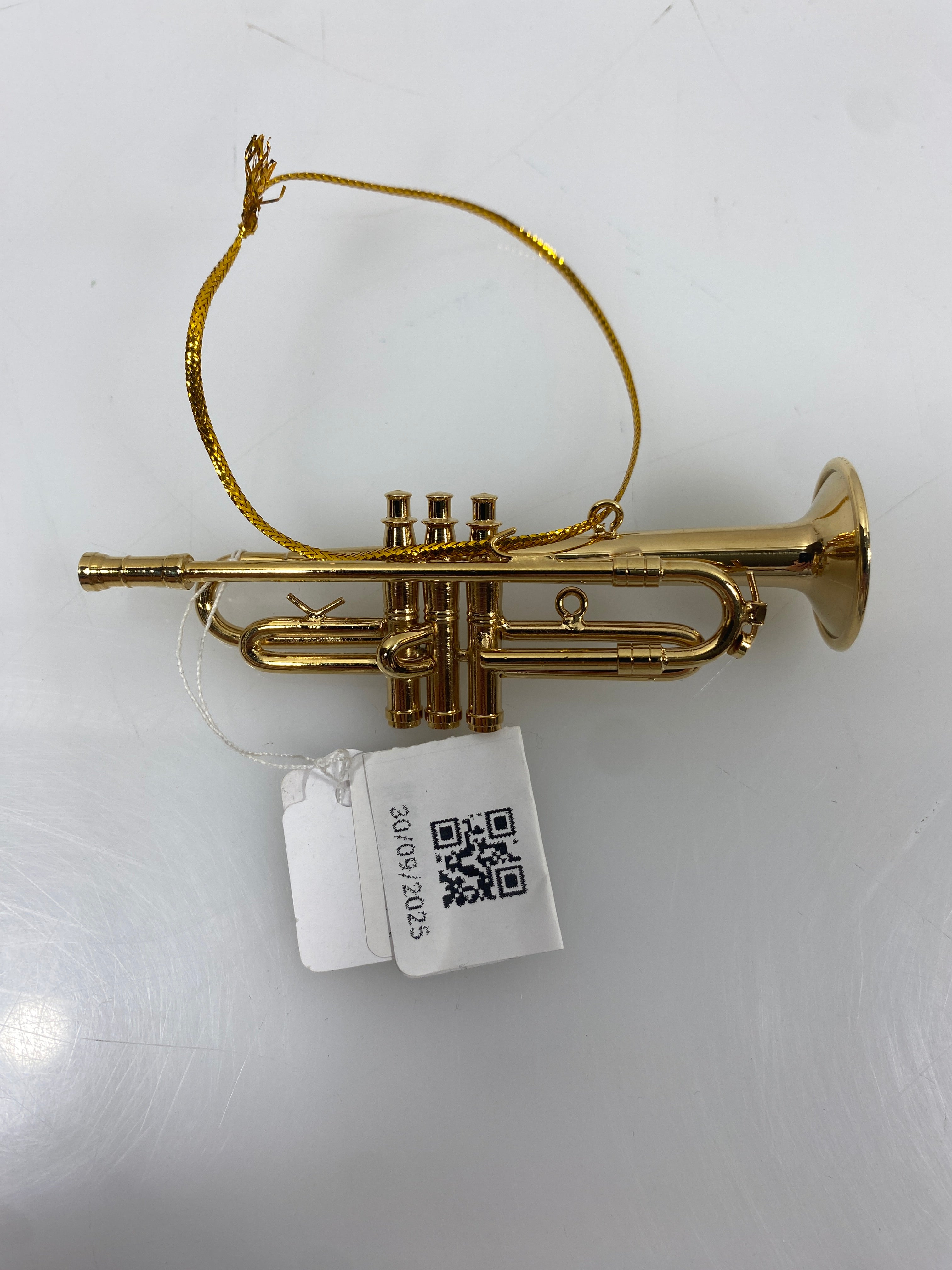 Miniature Gold Brass Trumpet Ornament