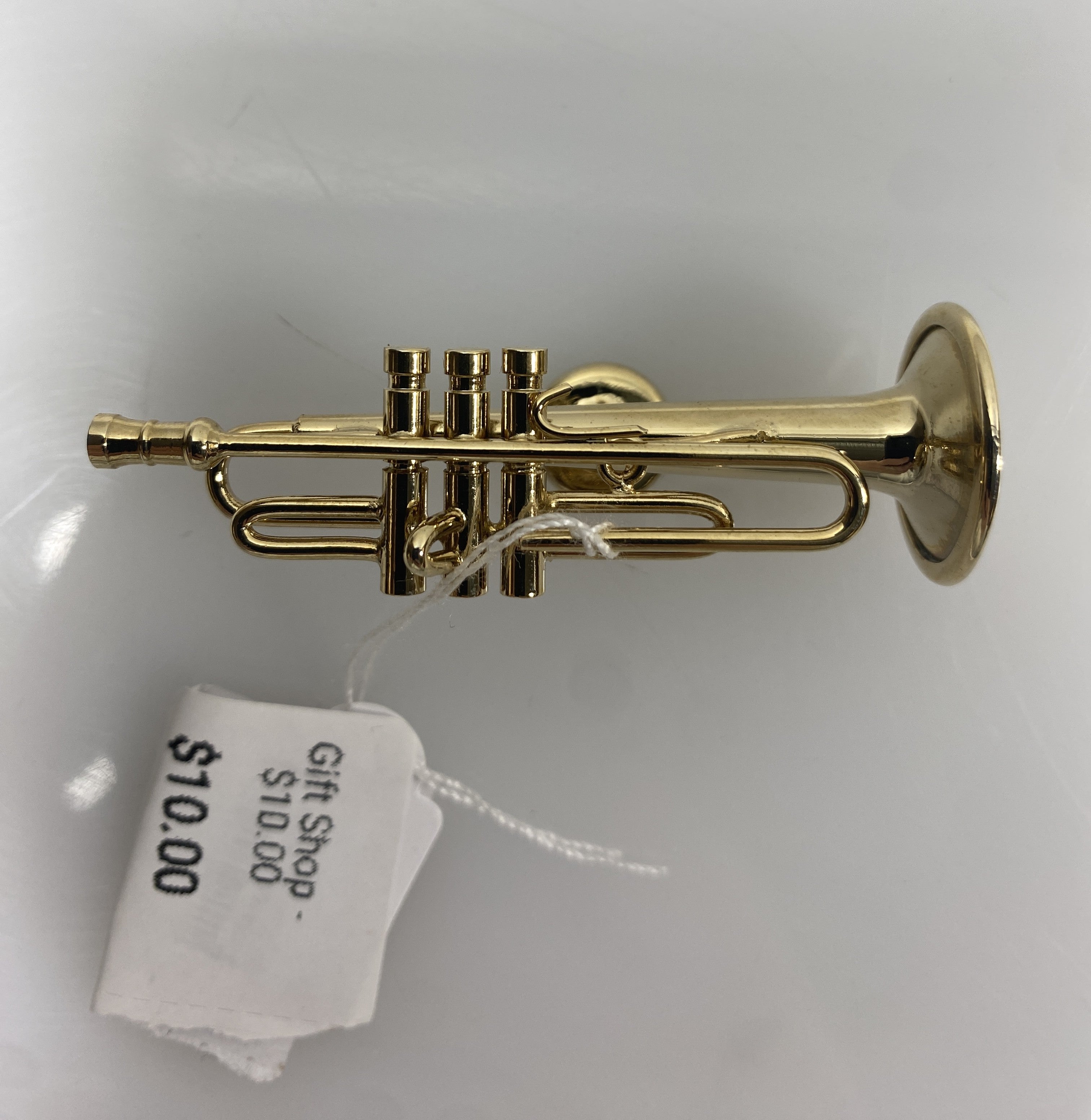 Miniature Gold Brass Trumpet Ornament
