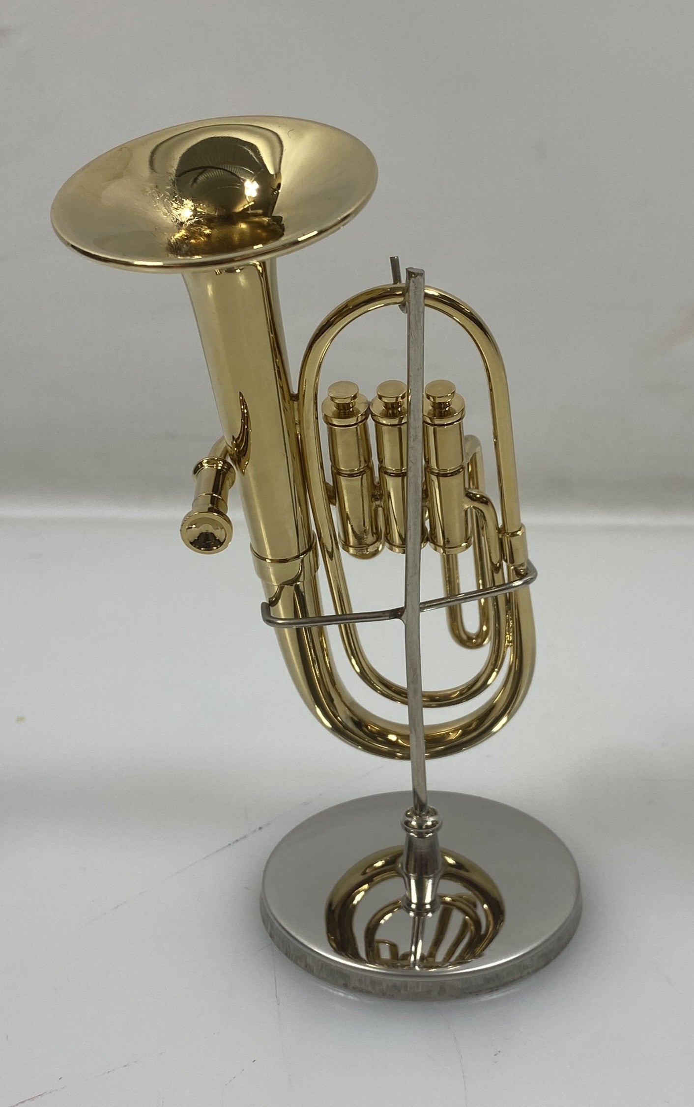 Miniature Gold Brass Tuba With Case And Stand