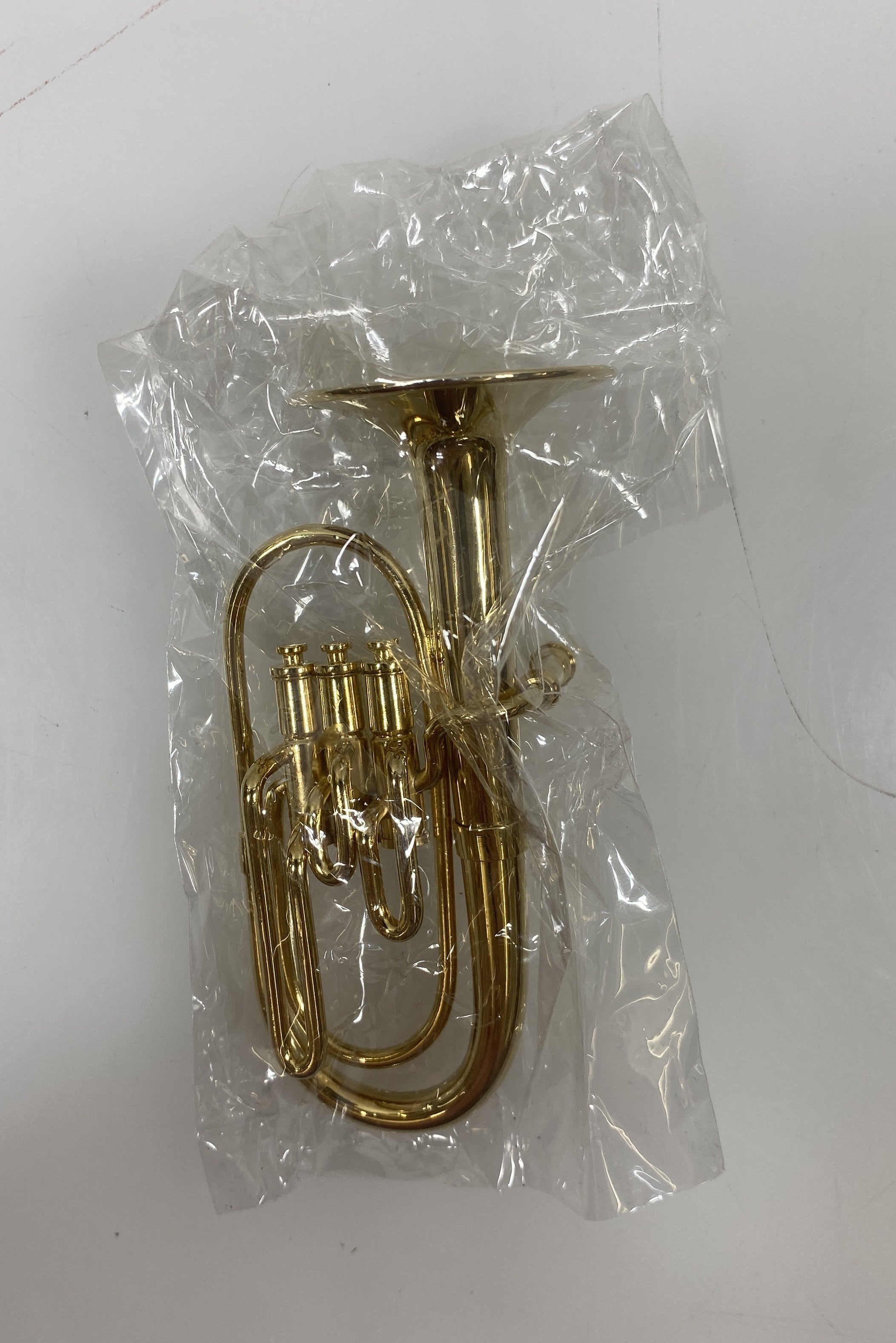Miniature Gold Brass Tuba With Case And Stand