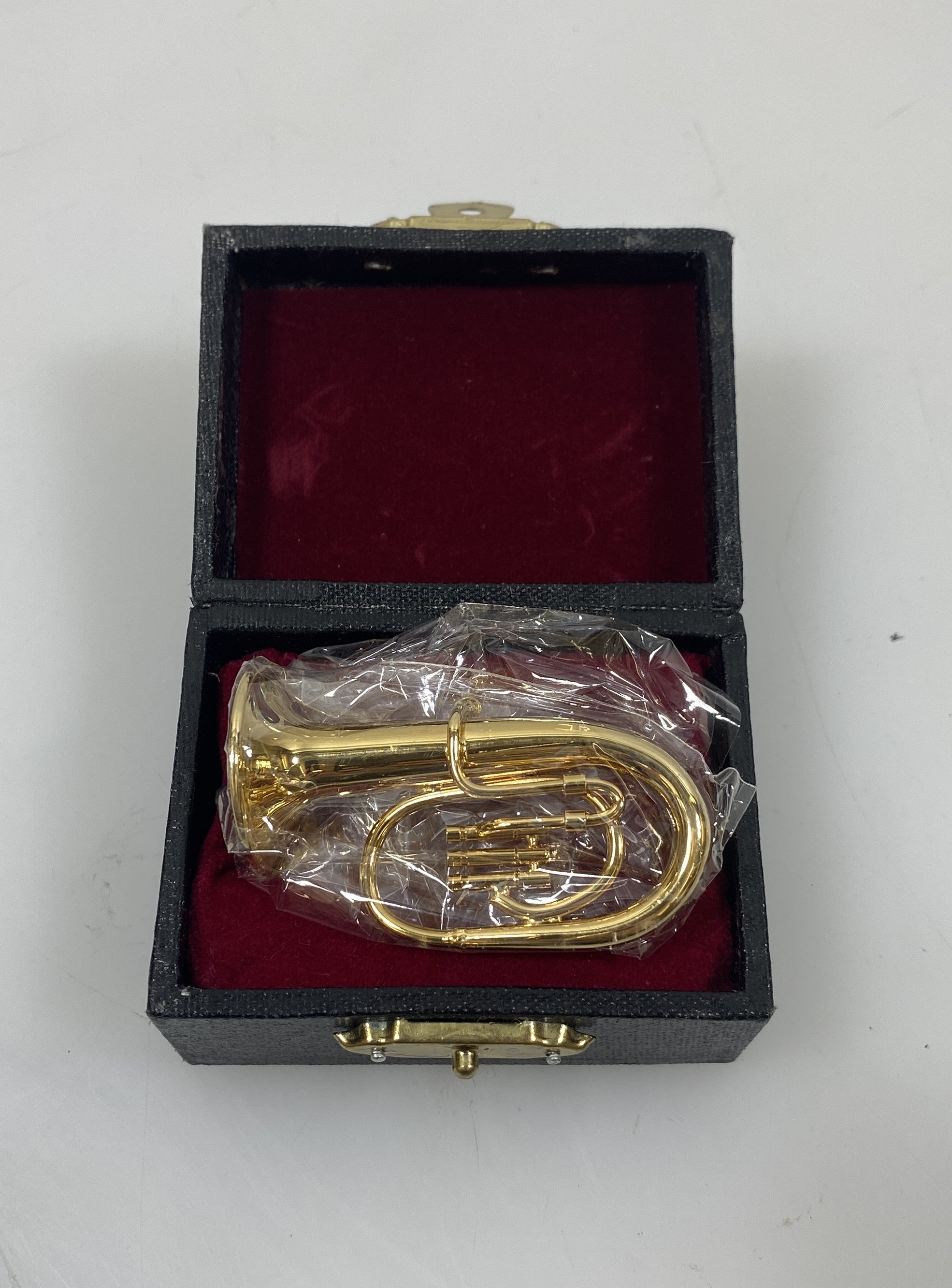 Miniature Gold Brass Tuba With Case