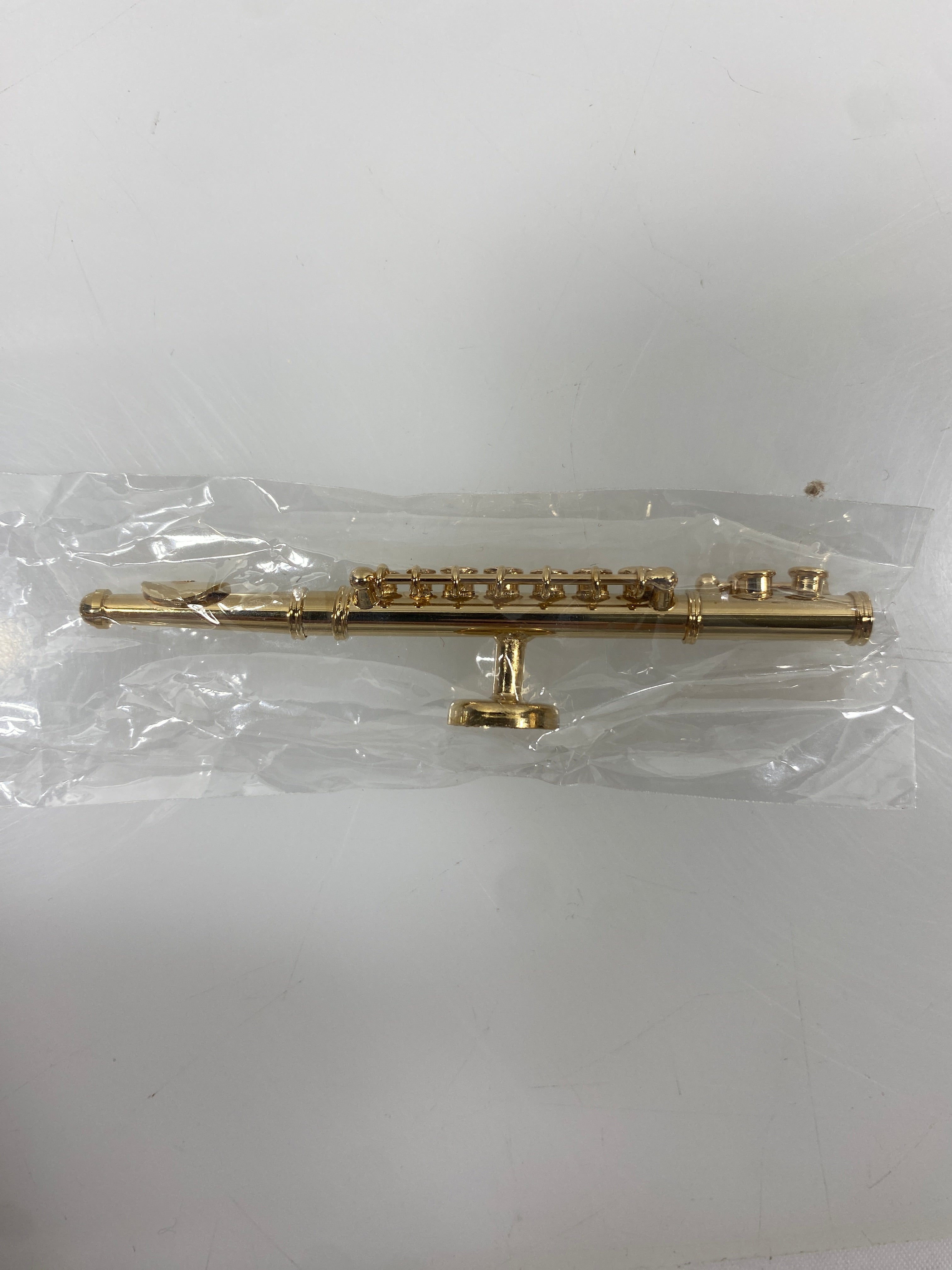 Miniature Gold Metal Flute Ornament