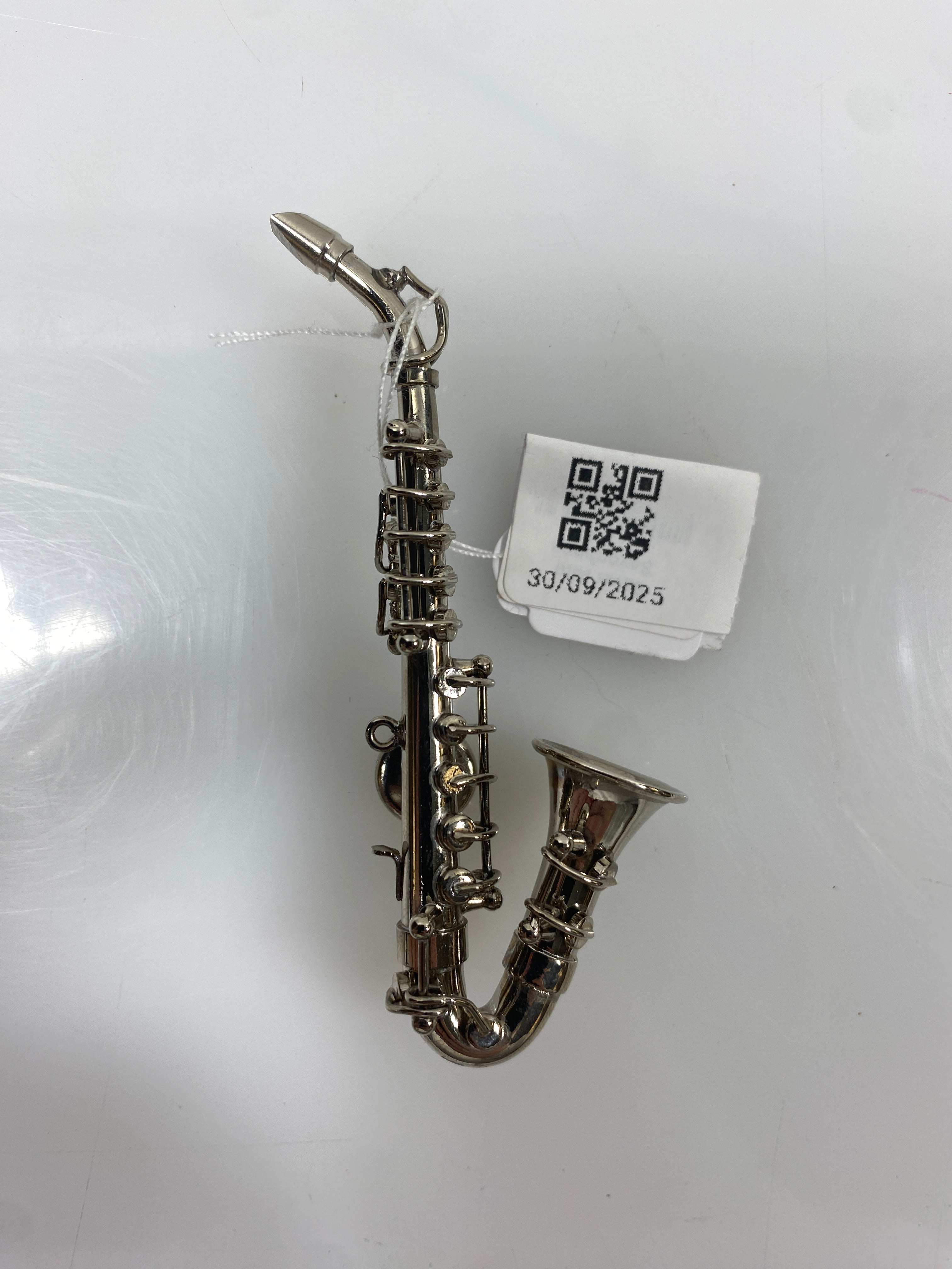 Miniature Silver Brass Saxophone Ornament