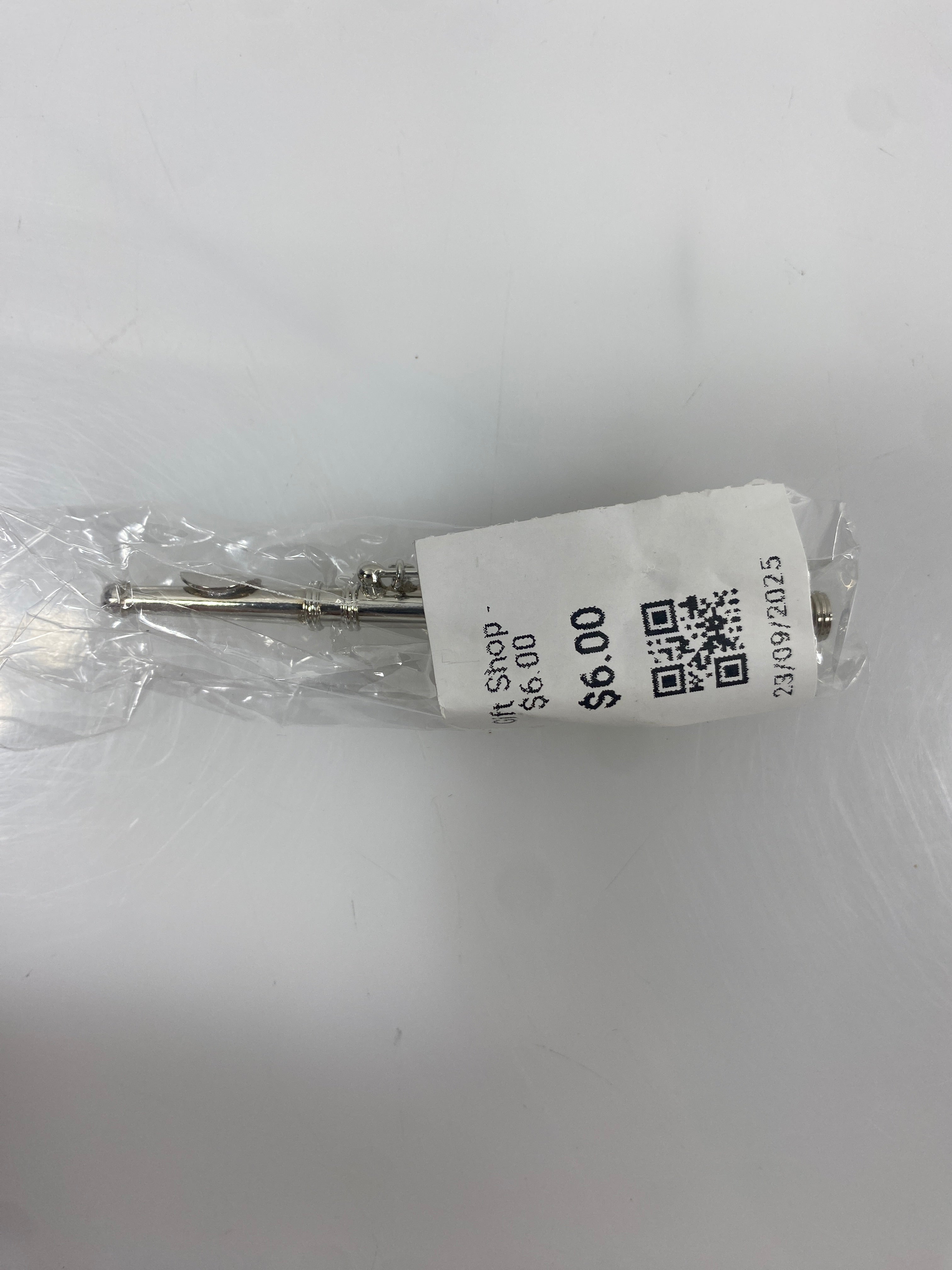 Miniature Silver Metal Flute Ornament