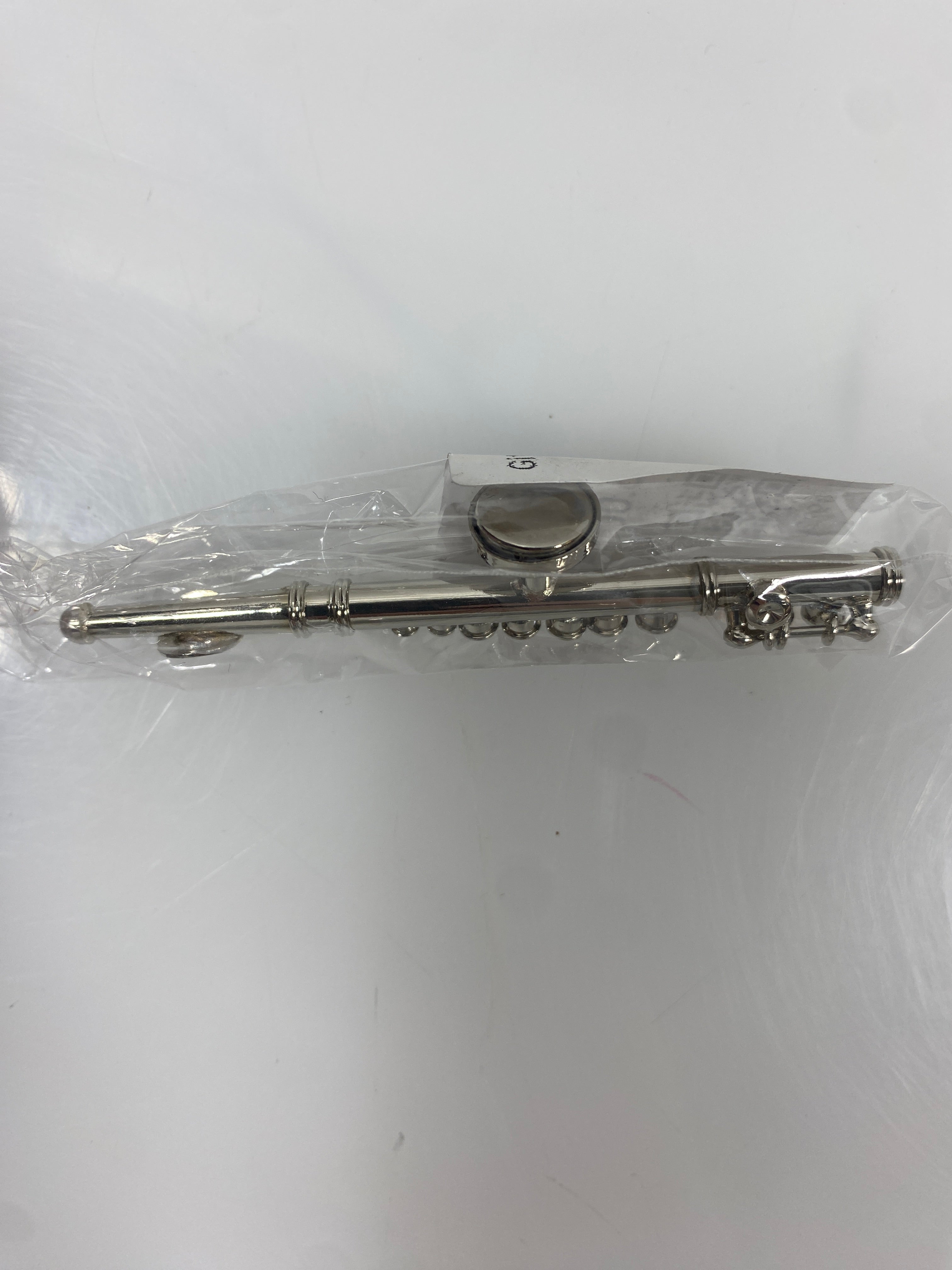 Miniature Silver Metal Flute Ornament