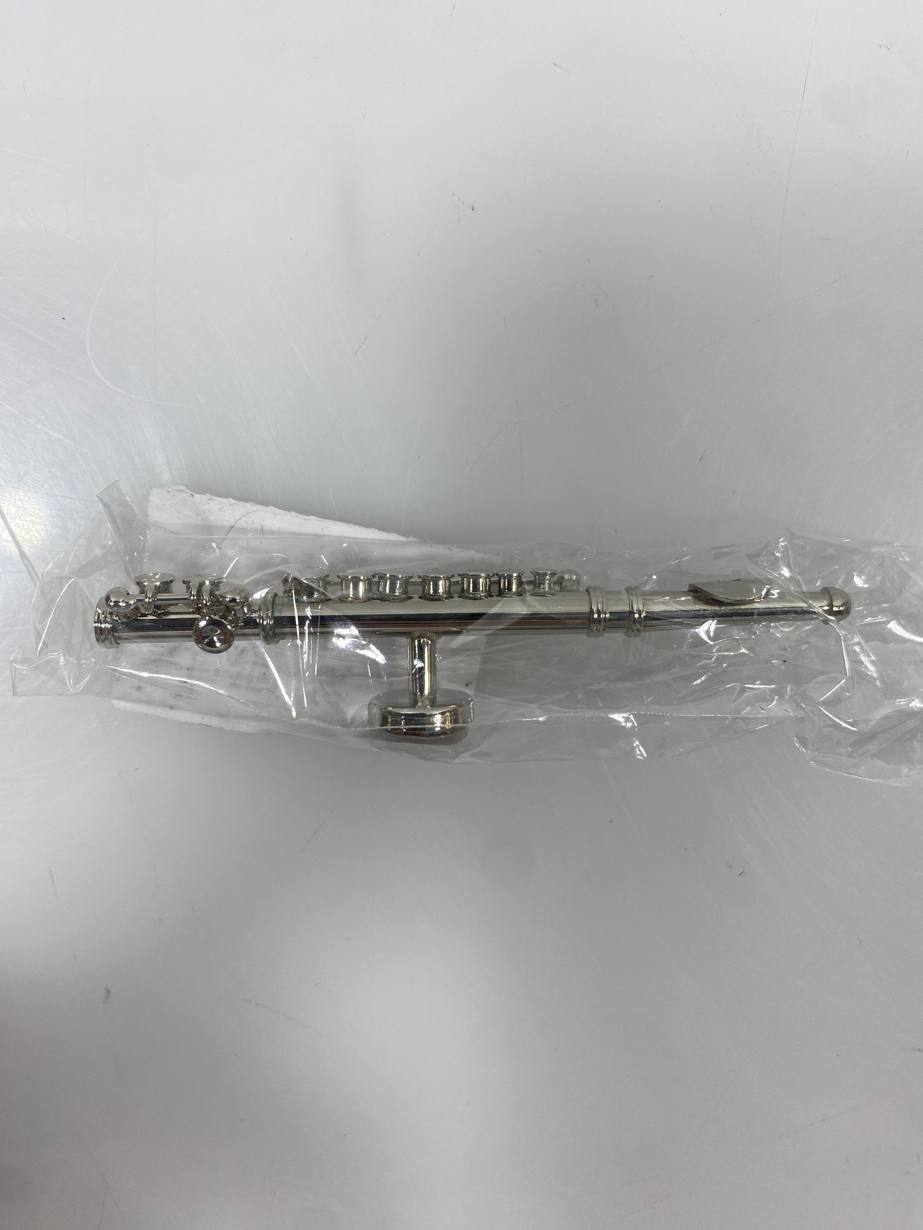 Miniature Silver Metal Flute Ornament