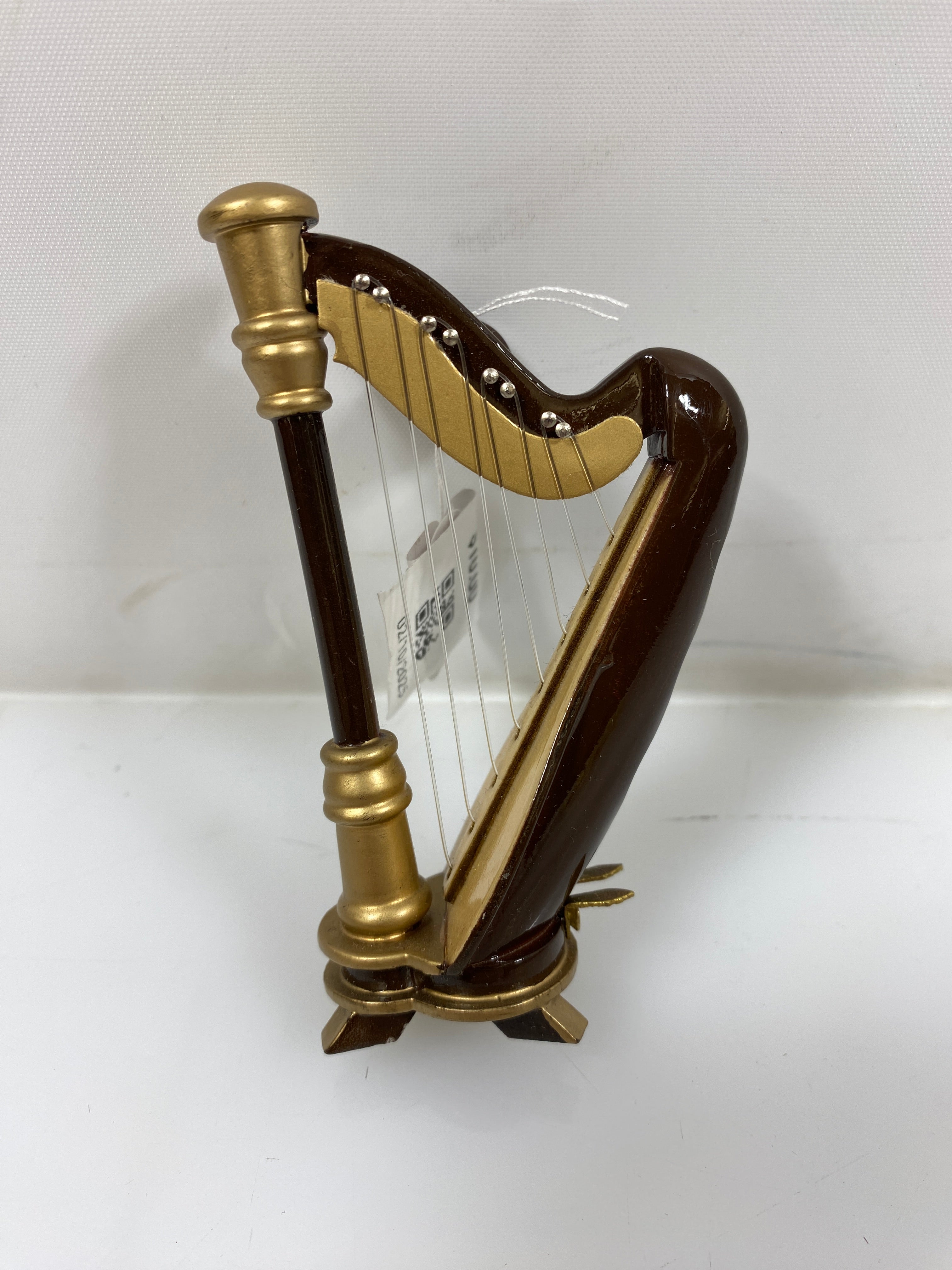 Miniature Wooden Harp Ornament