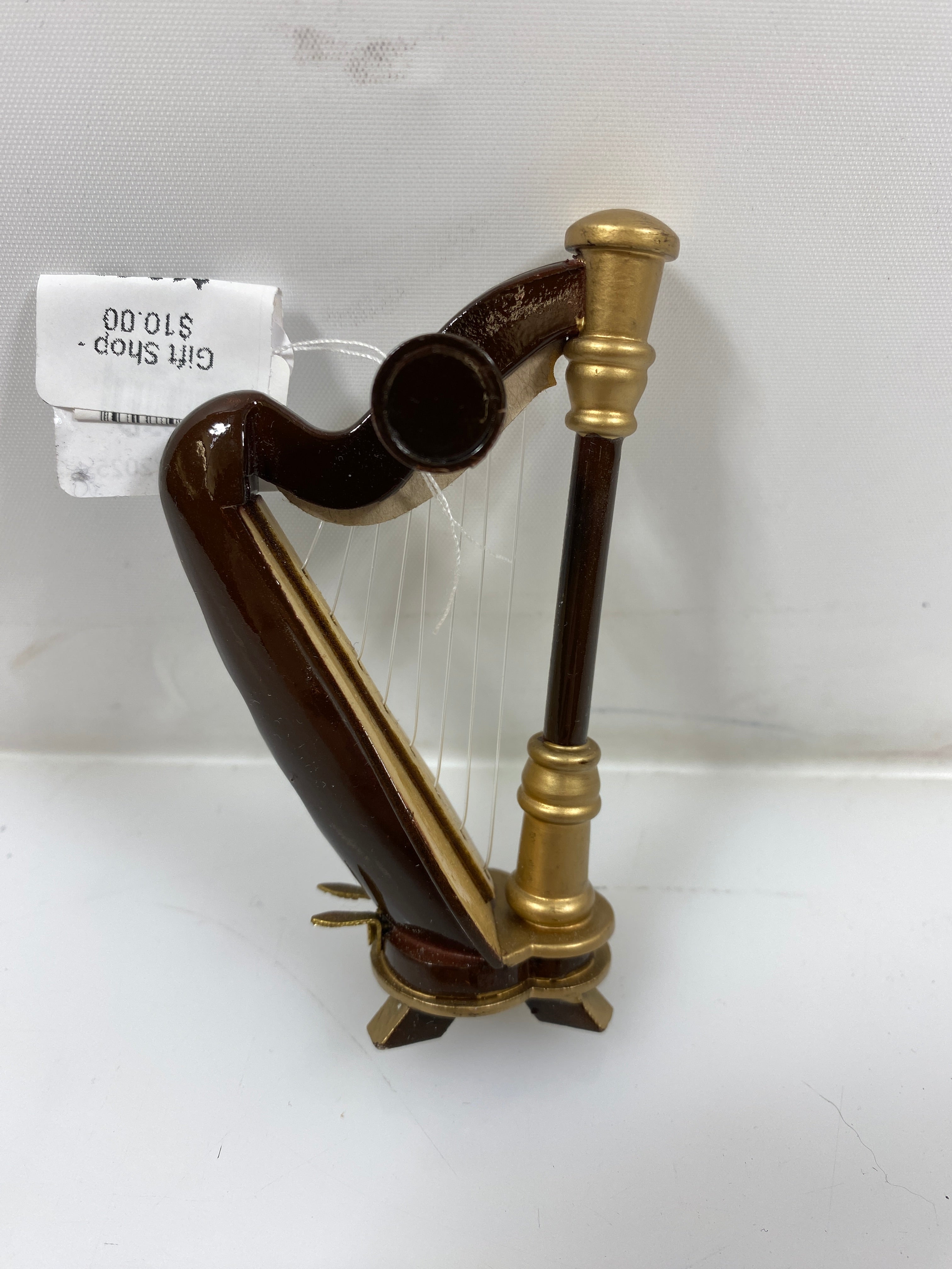 Miniature Wooden Harp Ornament