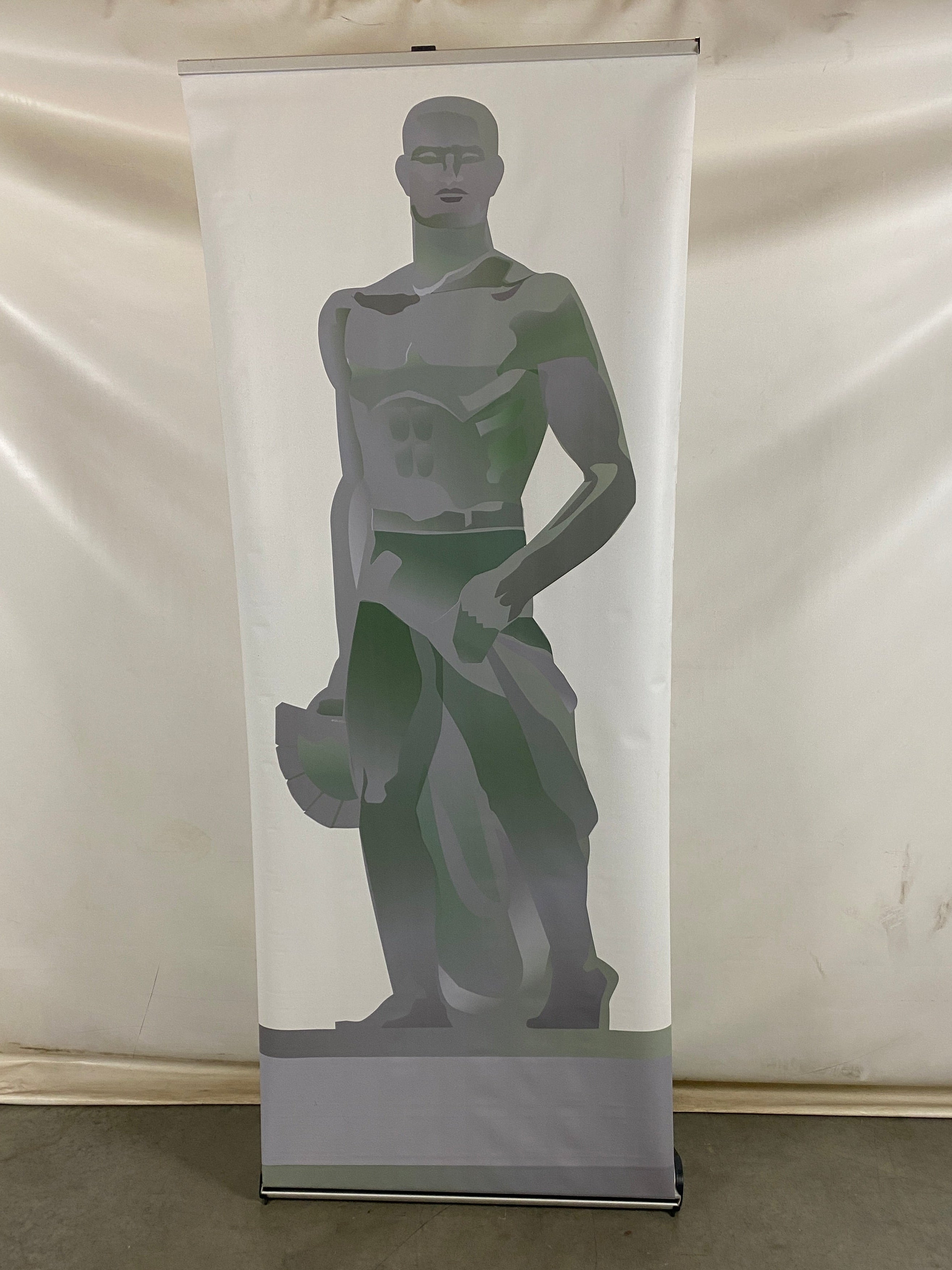 Minimalistic Spartan Statue Standing Banner w/ Case