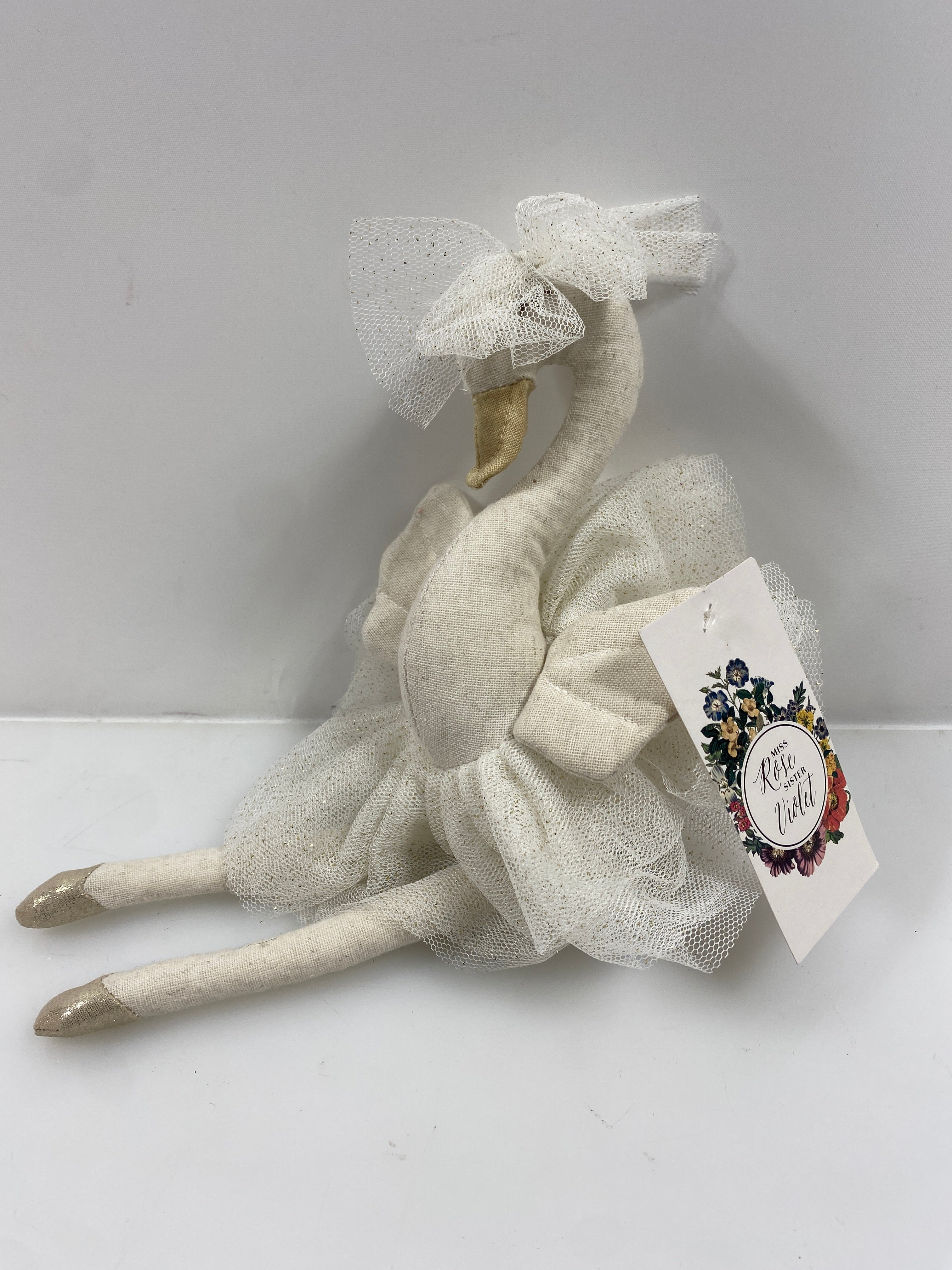 Miss Rose Sister Violet White Sparkle Tutu Swan Plush Toy