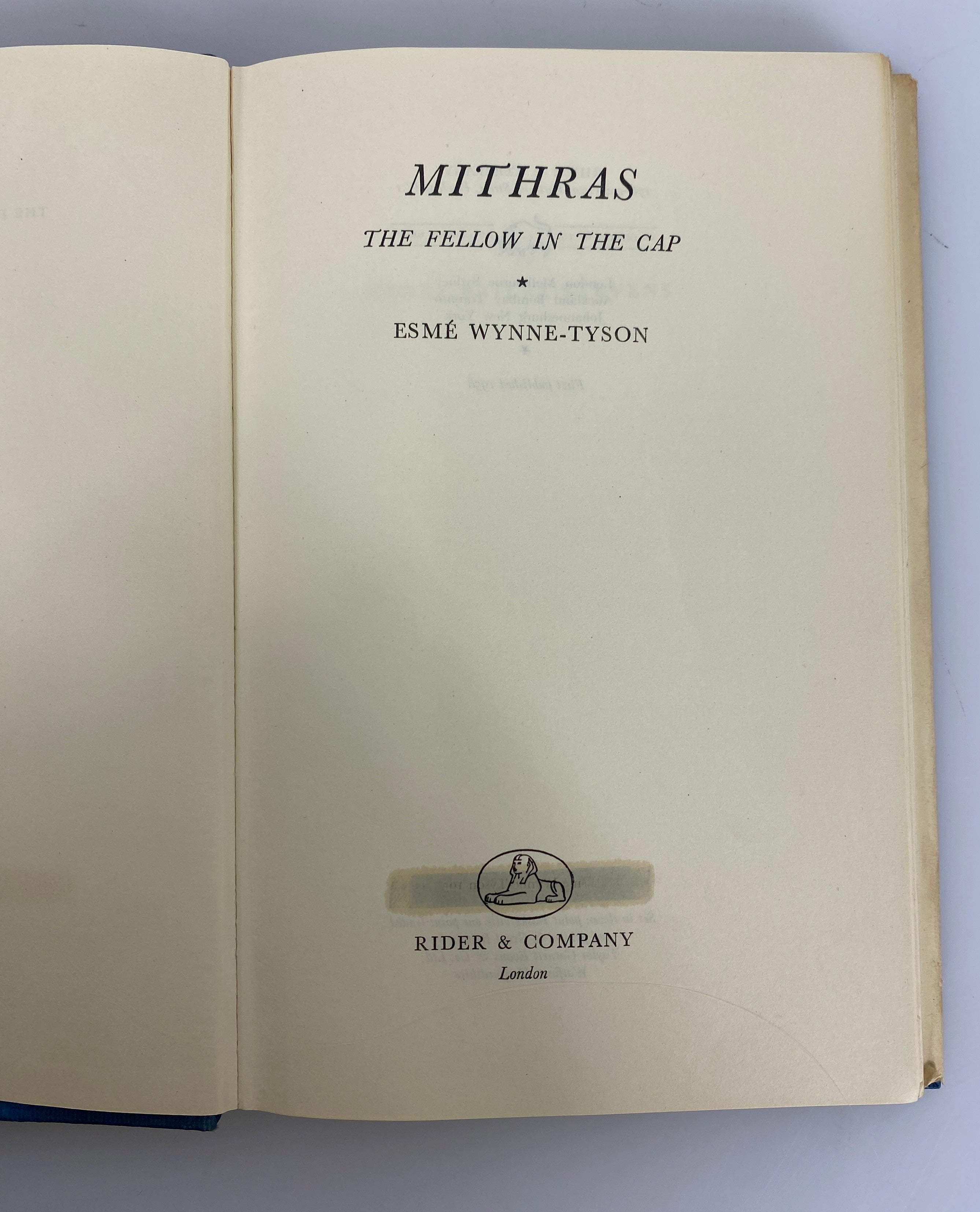 Mithras The Fellow in the Cap by Esme Wynne-Tyson 1958 Vintage First Ed HC DJ